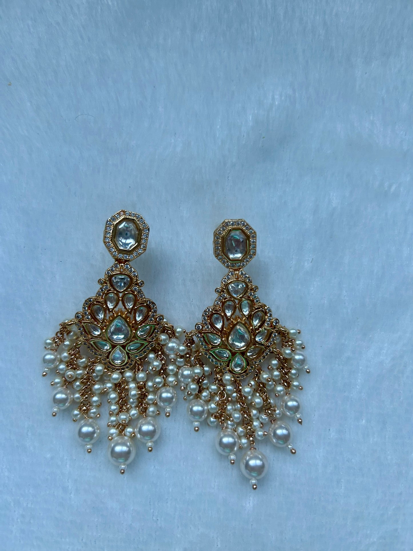 LUXE Uncut White Kundan Earrings