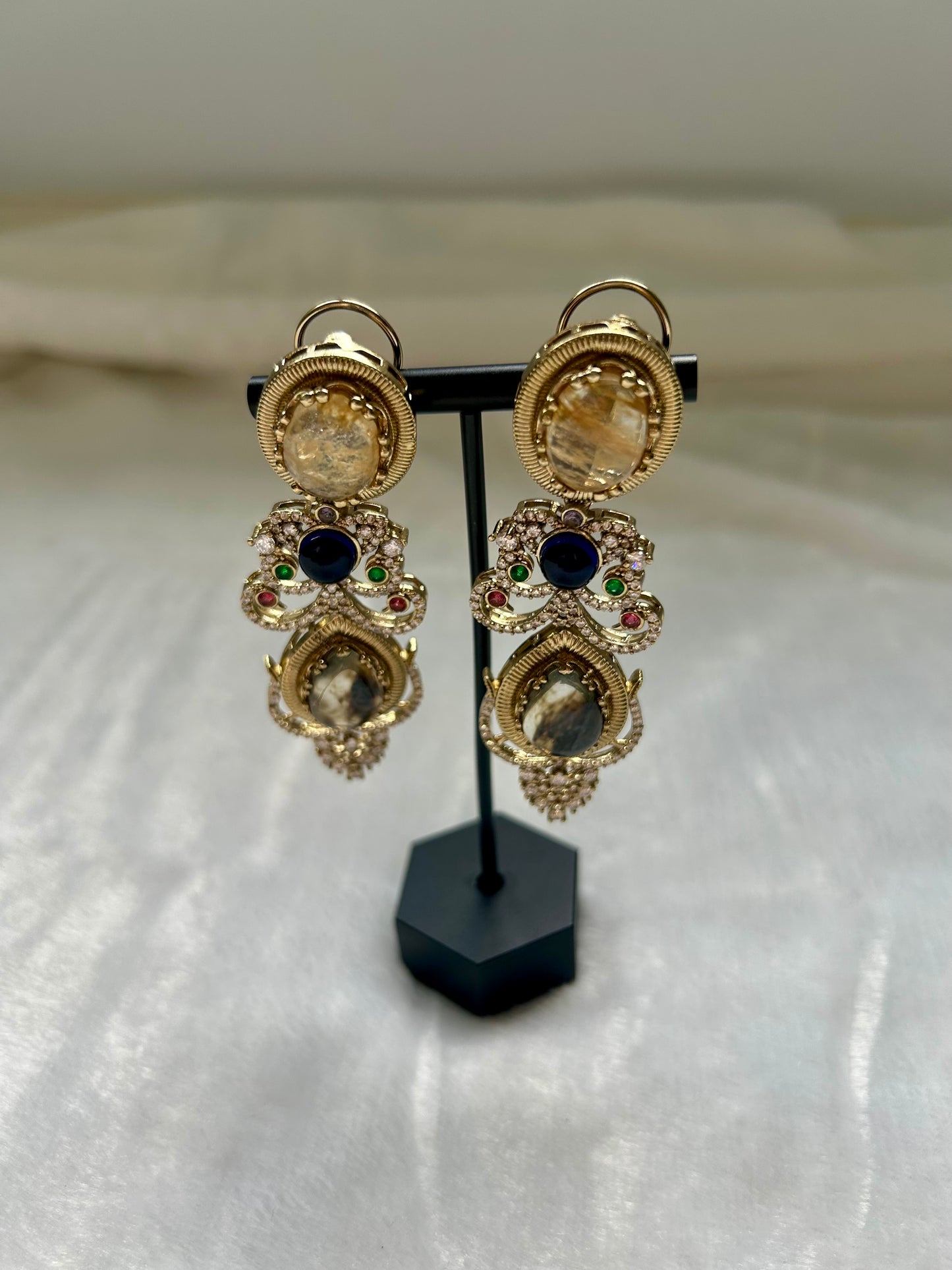 LUXE Brown & Light Tan Marble Doublet Earrings