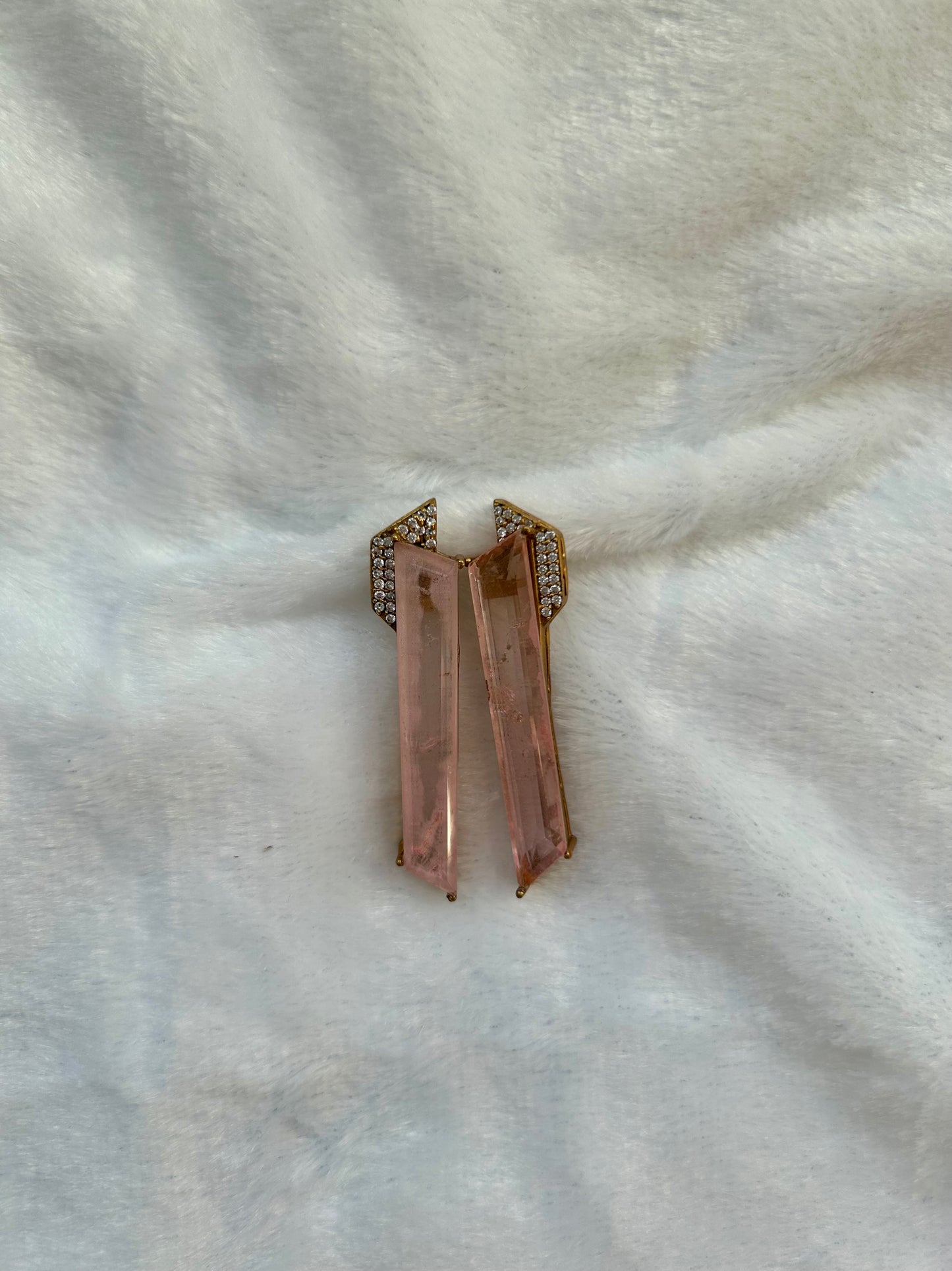 Baby Pink Doublet & Moissanite Kundan Earrings