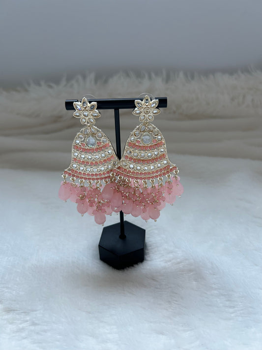 Pink Polki Earrings