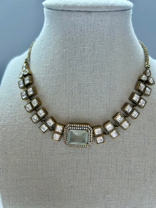 White Uncut Kundan & Doublet Choker Set