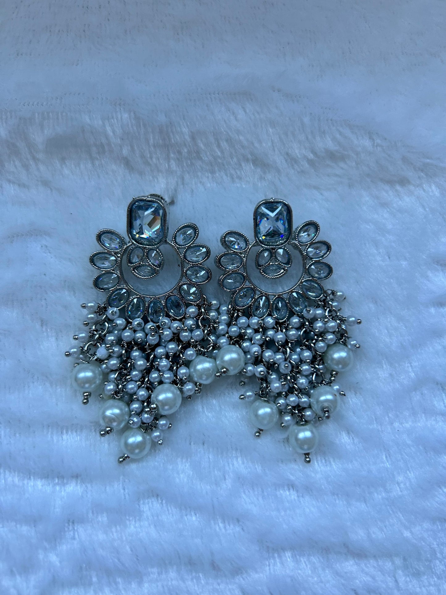 Silver Polki Earrings