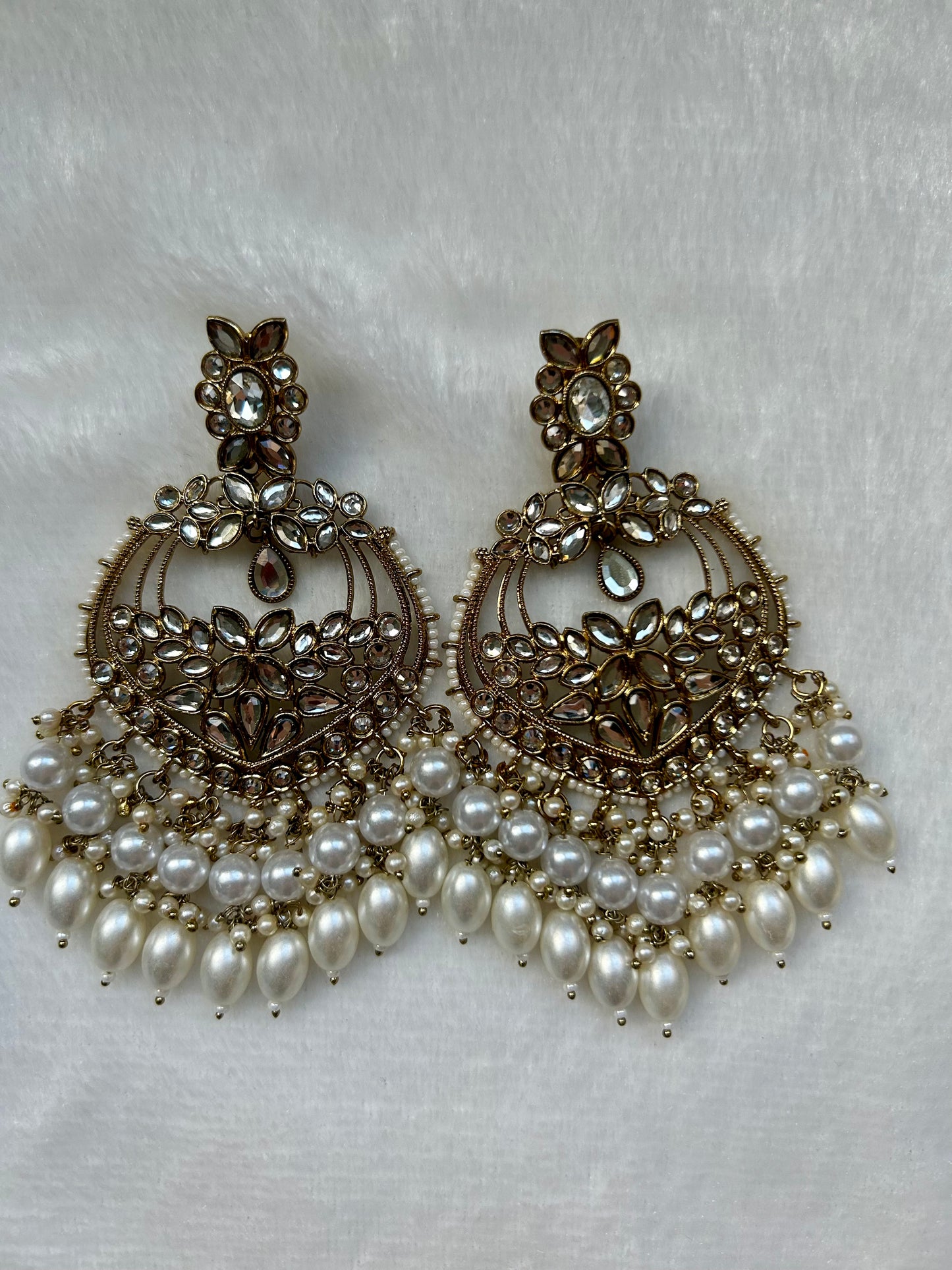 White Kundan Earrings