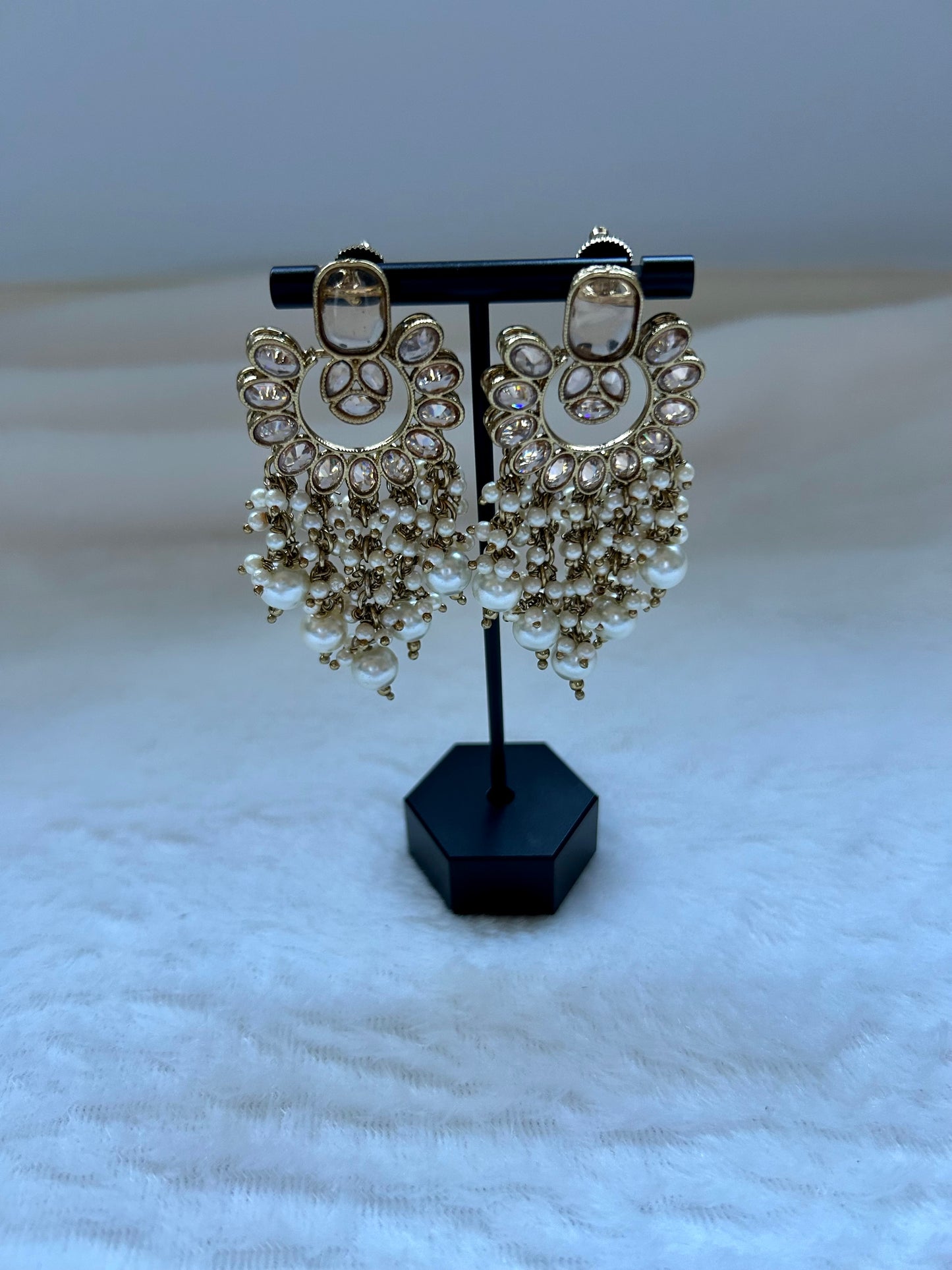 White Polki Earrings