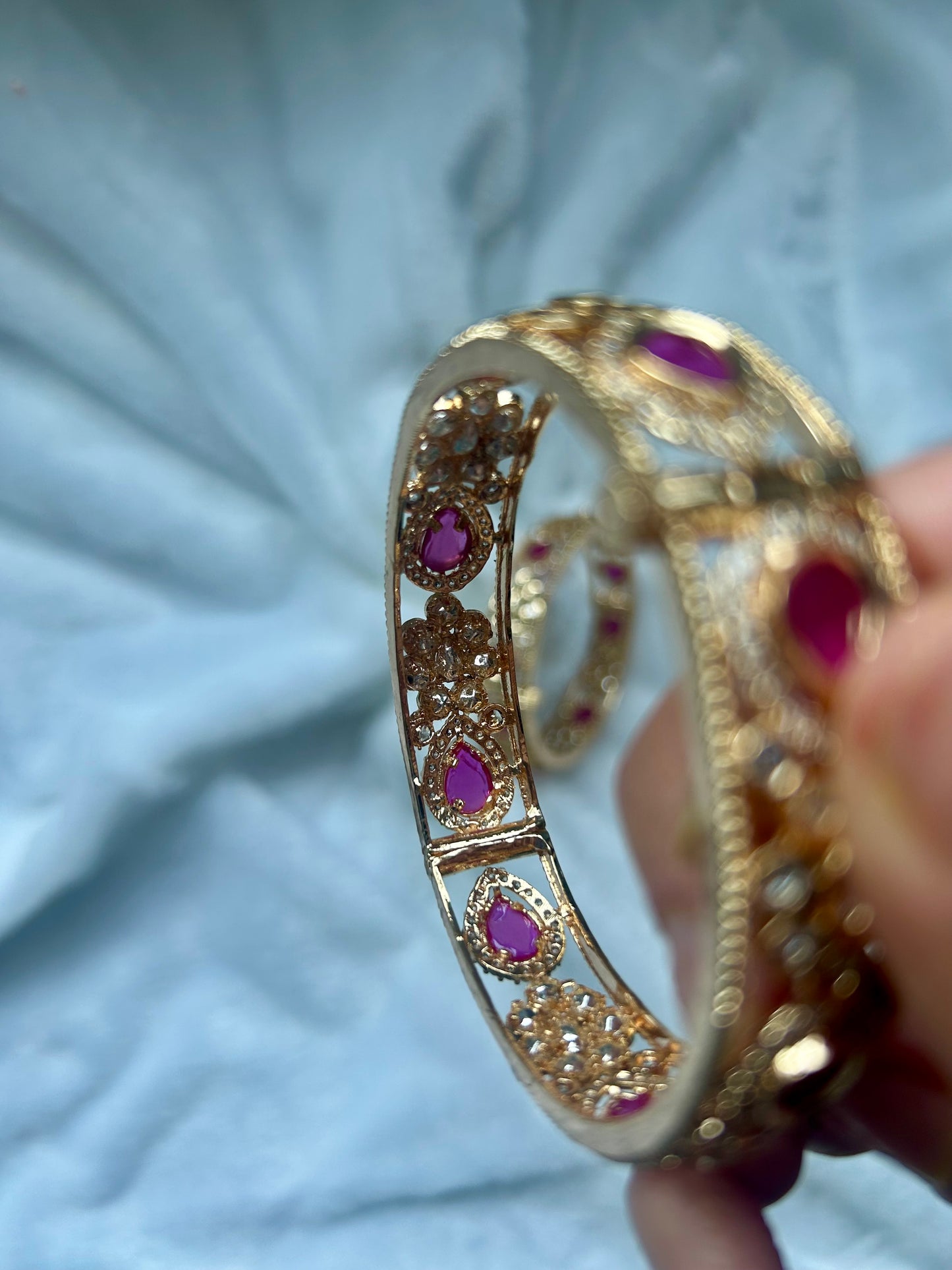 SIZE 2.8 Ruby Moissanite Kundan Bangles
