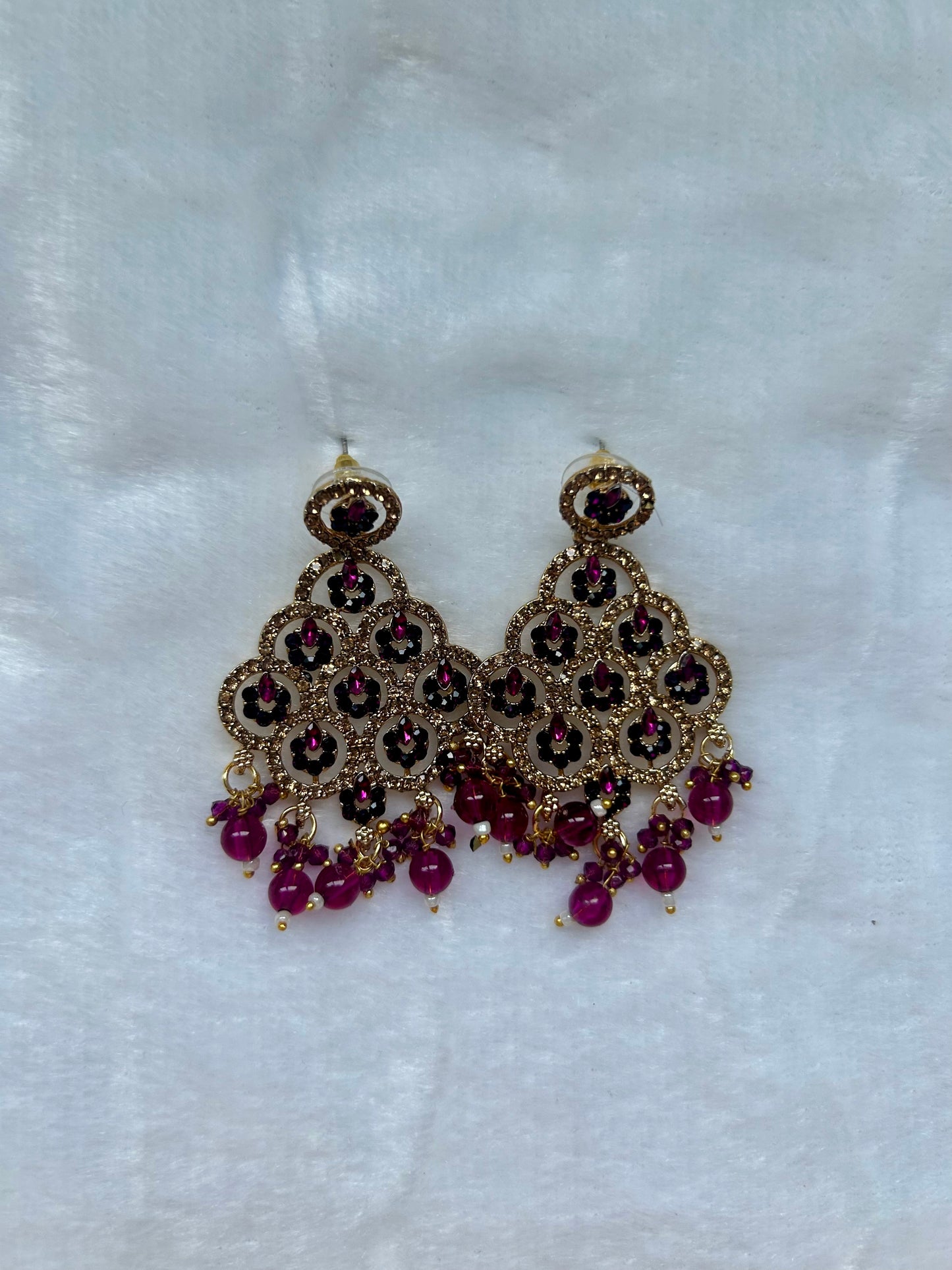 Dark Purple Polki Earrings