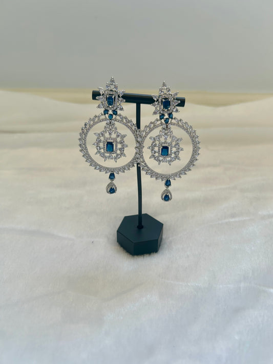 AD Royal Blue Chandbali Earrings