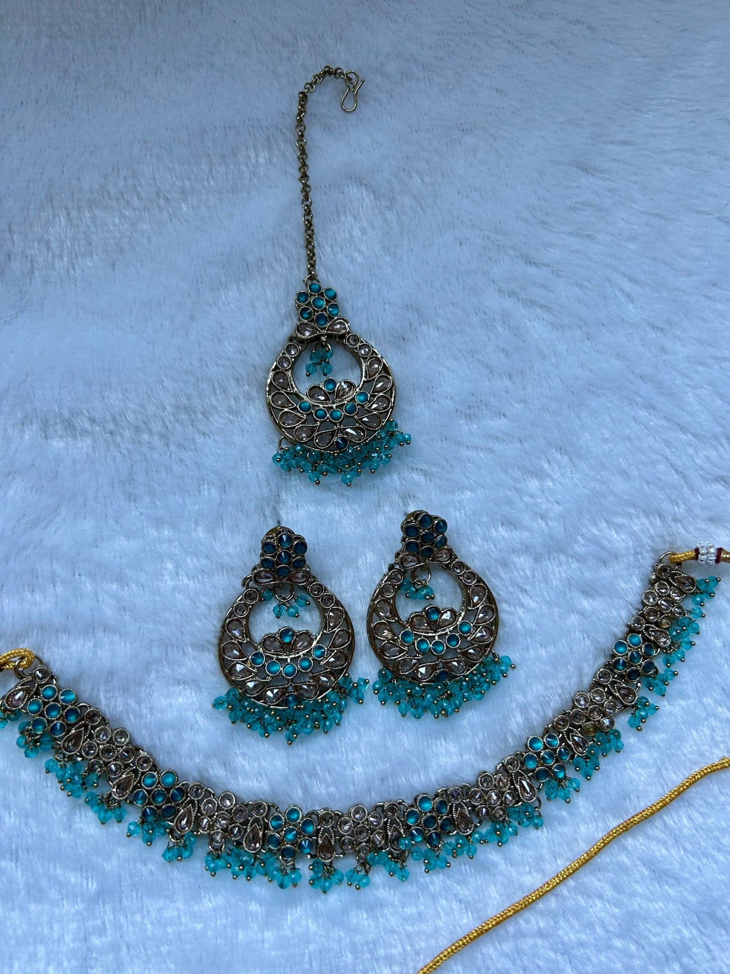 Teal Polki Choker Set