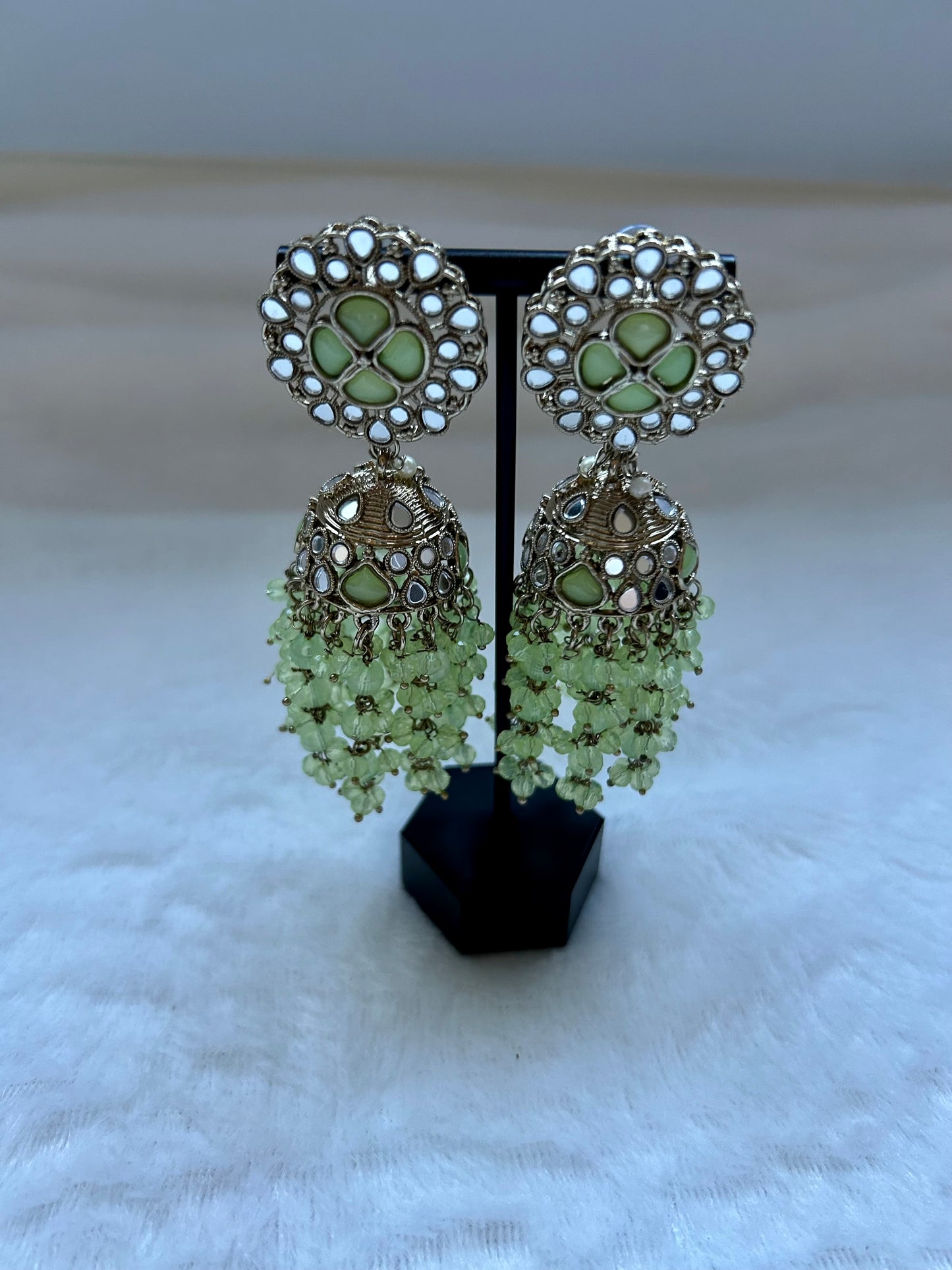 Green Mirror Jhumkis