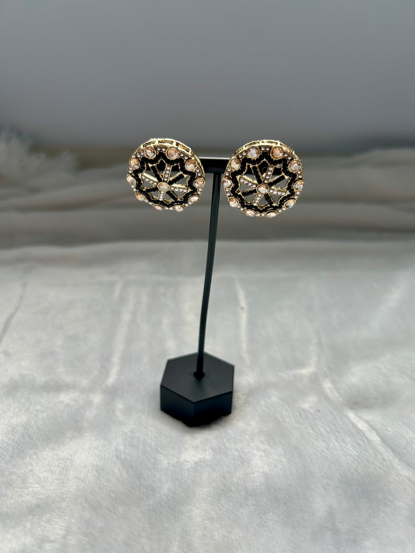 Black Polki Studs