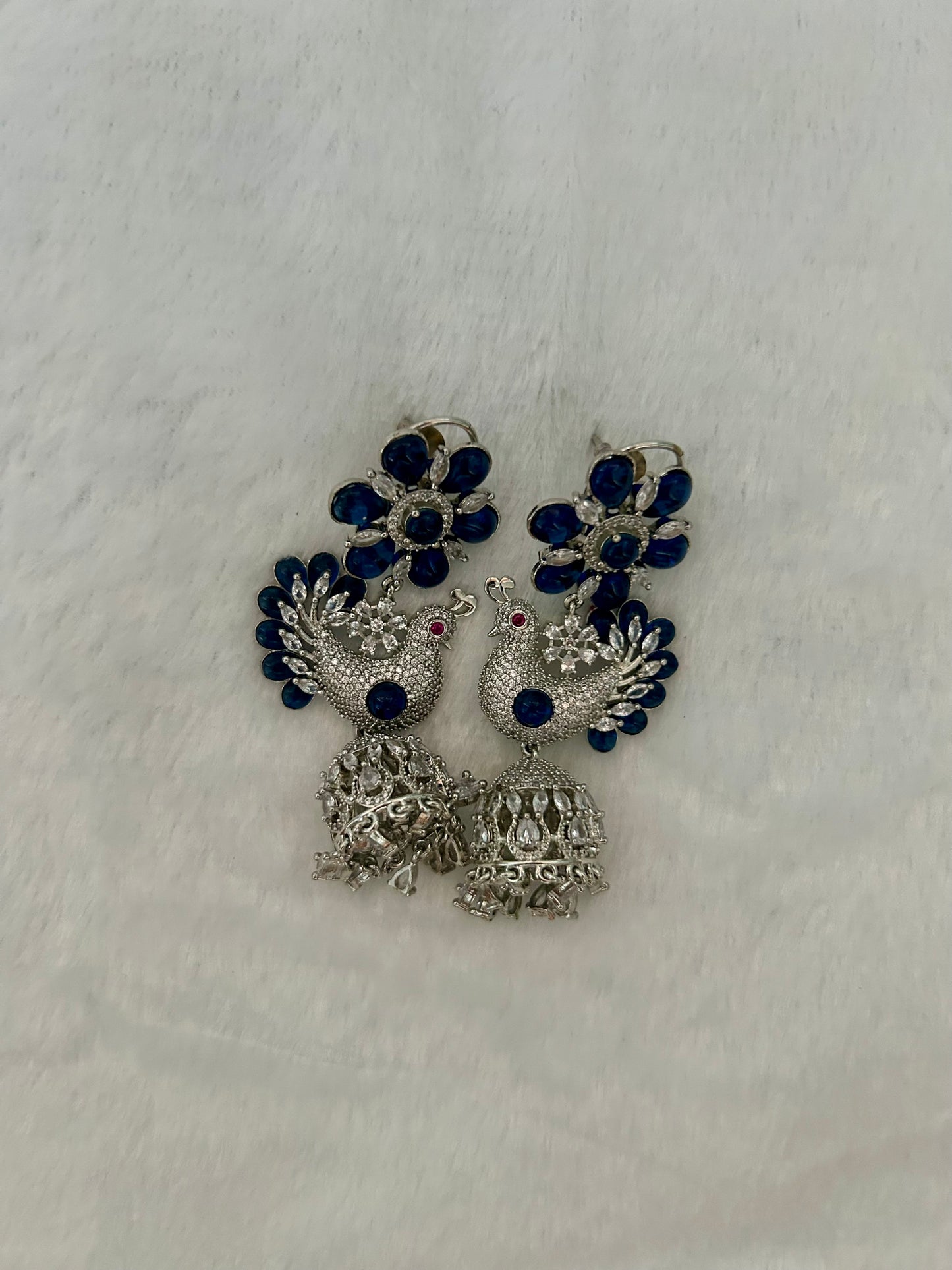 AD Navy Blue Jhumki Earrings