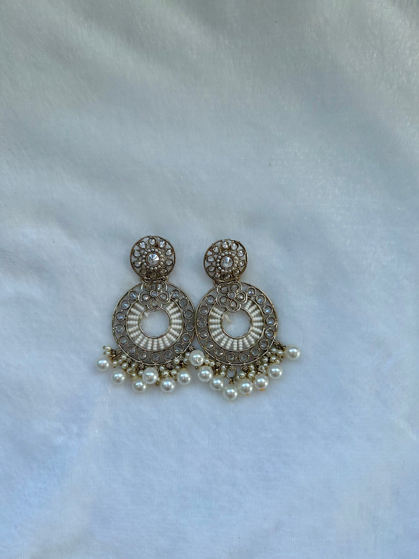 White Polki Earrings