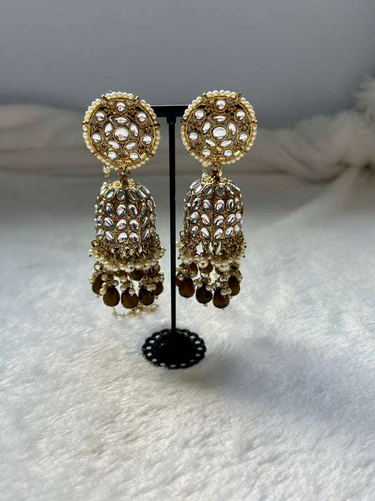 Olive Green Kundan Sahara Earrings