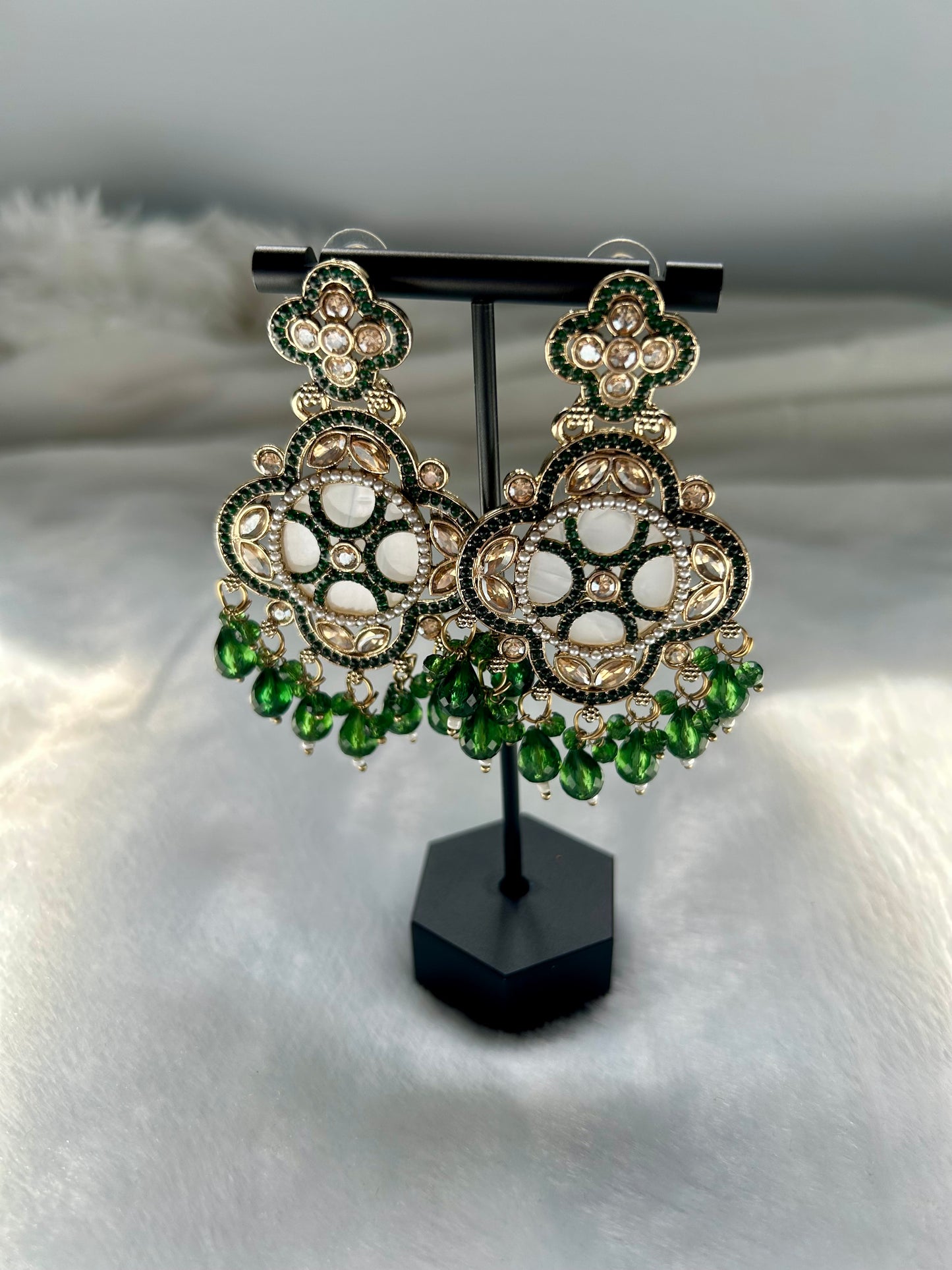 Mehendi/Emerald Green Polki Earrings
