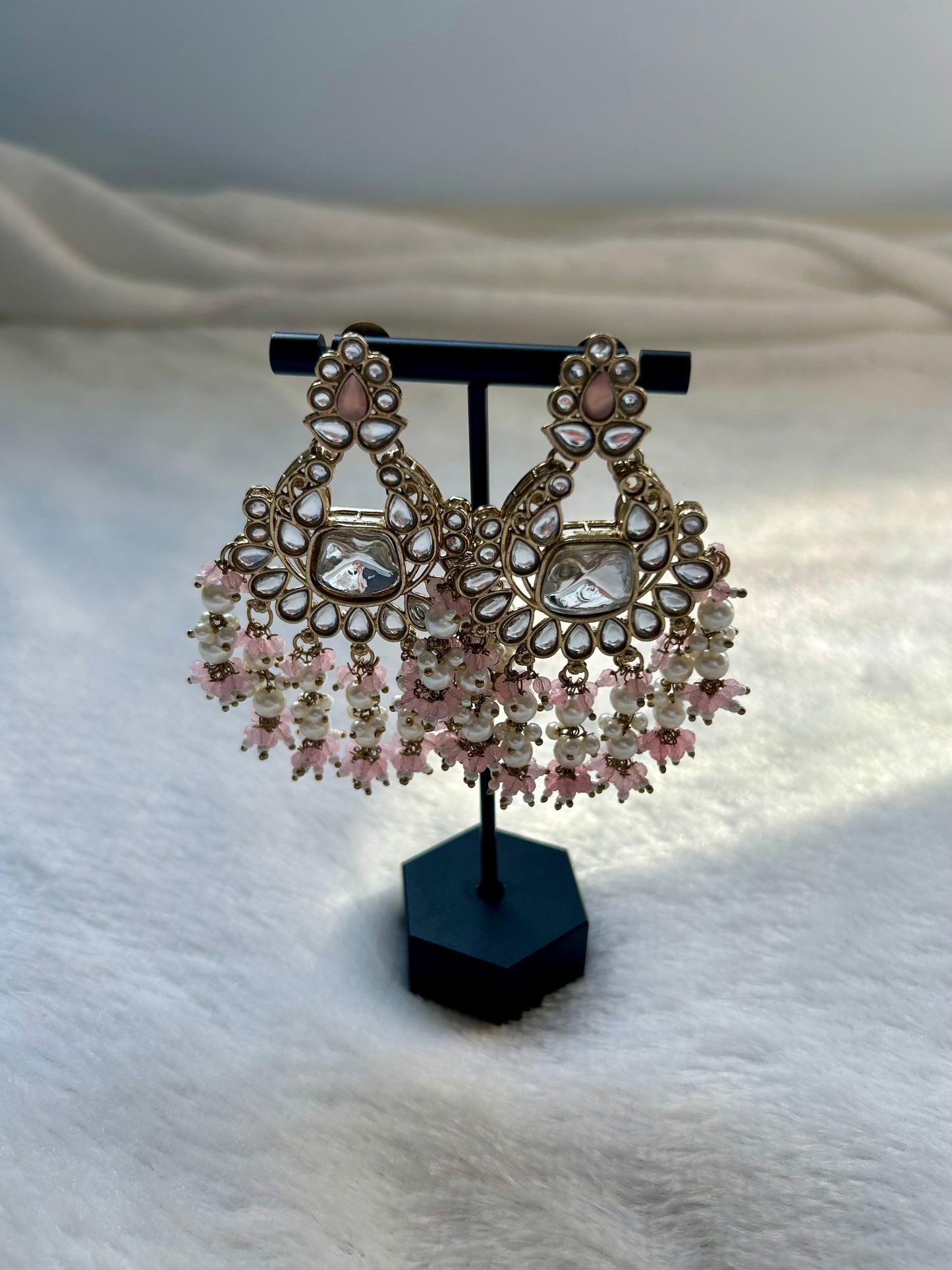 Light Pink Kundan Earrings