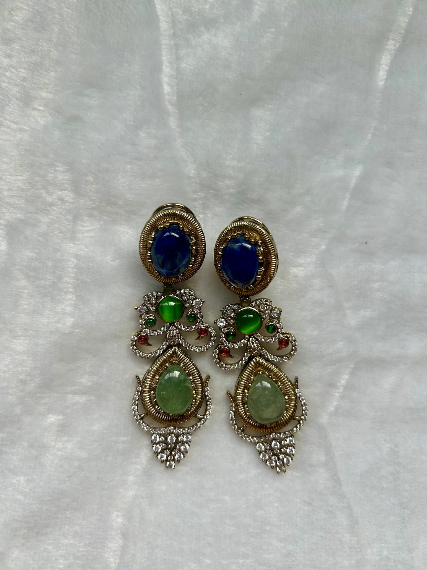 LUXE Mint & Blue Marble Doublet Earrings