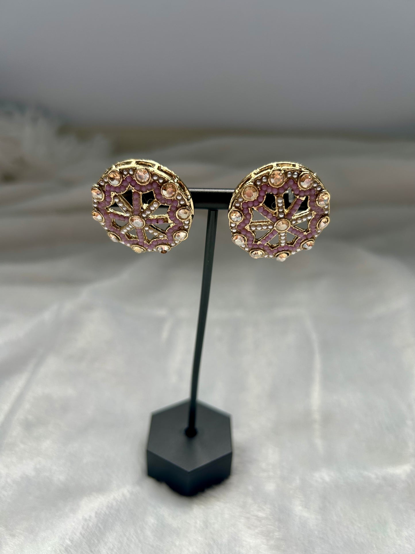 Purple Polki Studs
