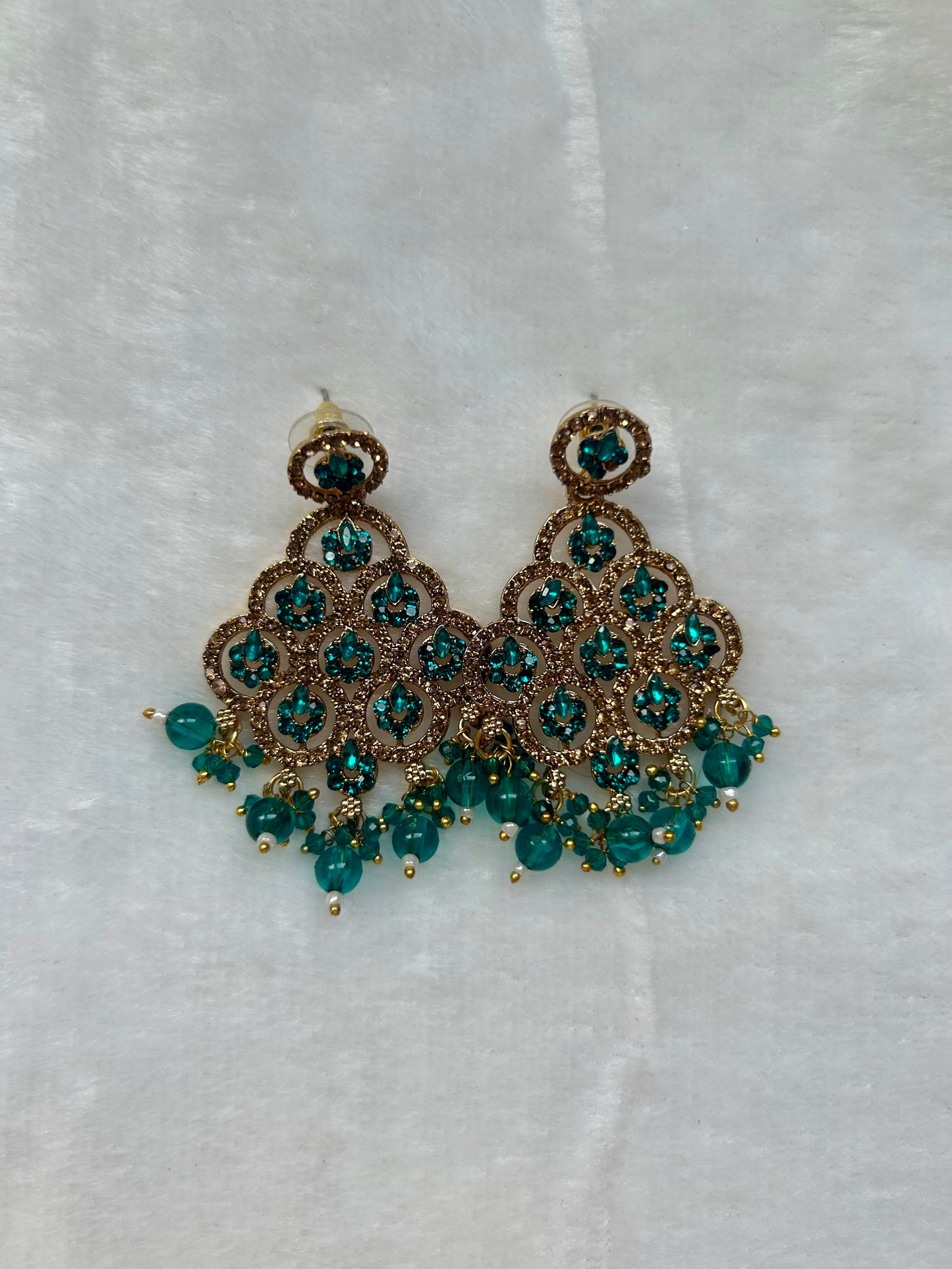 Teal Polki Earrings