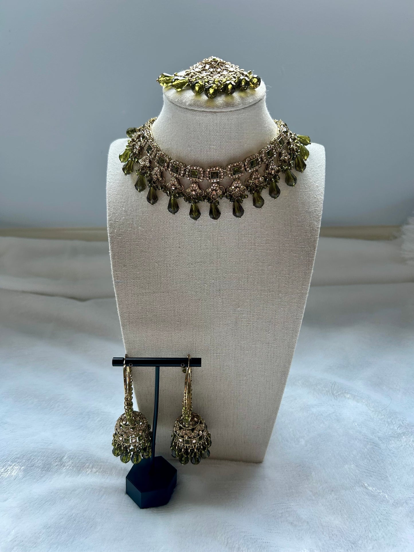 Mehendi Green Polki Choker Tikka Set