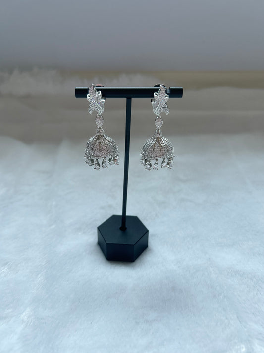 AD Silver Jhumki Earrings