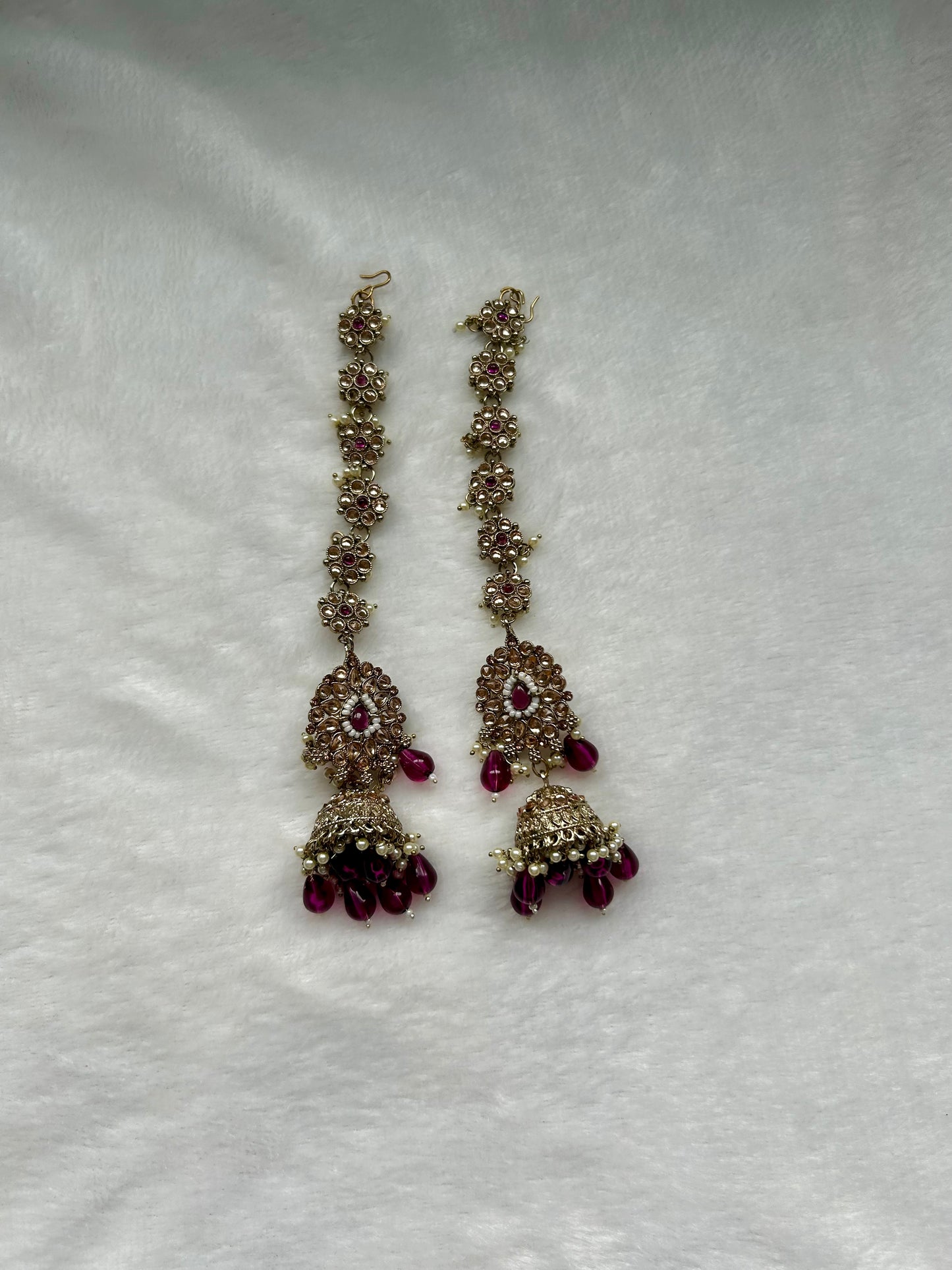 Wine Polki Sahara Earrings