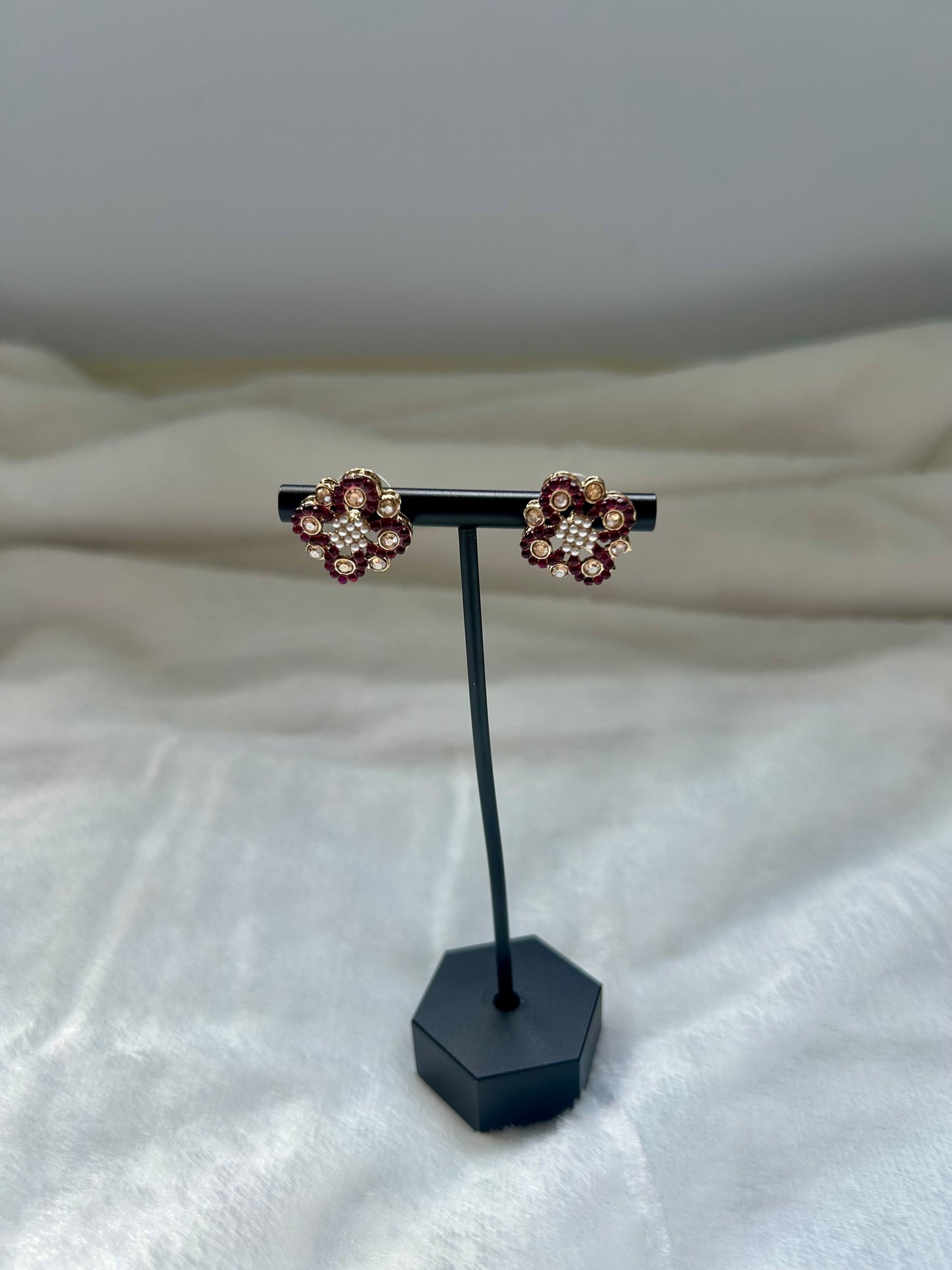 Dark Red Polki Studs