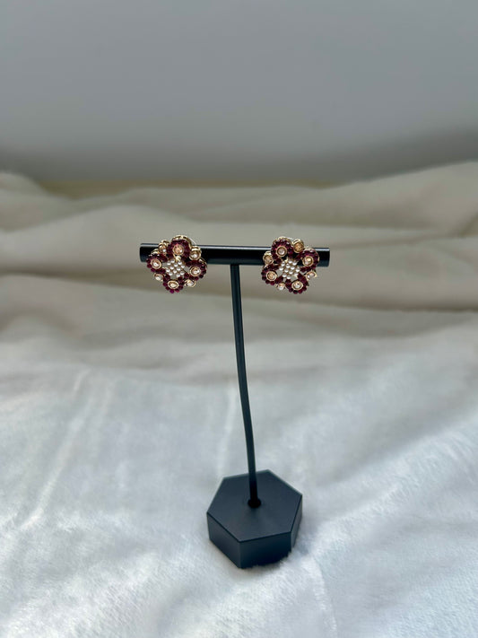 Dark Red Polki Studs