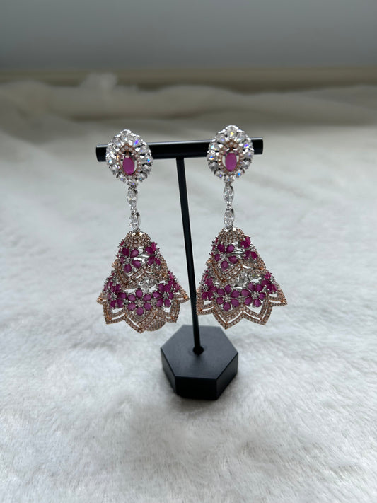 AD Purple & Gold Jhumka Earrings