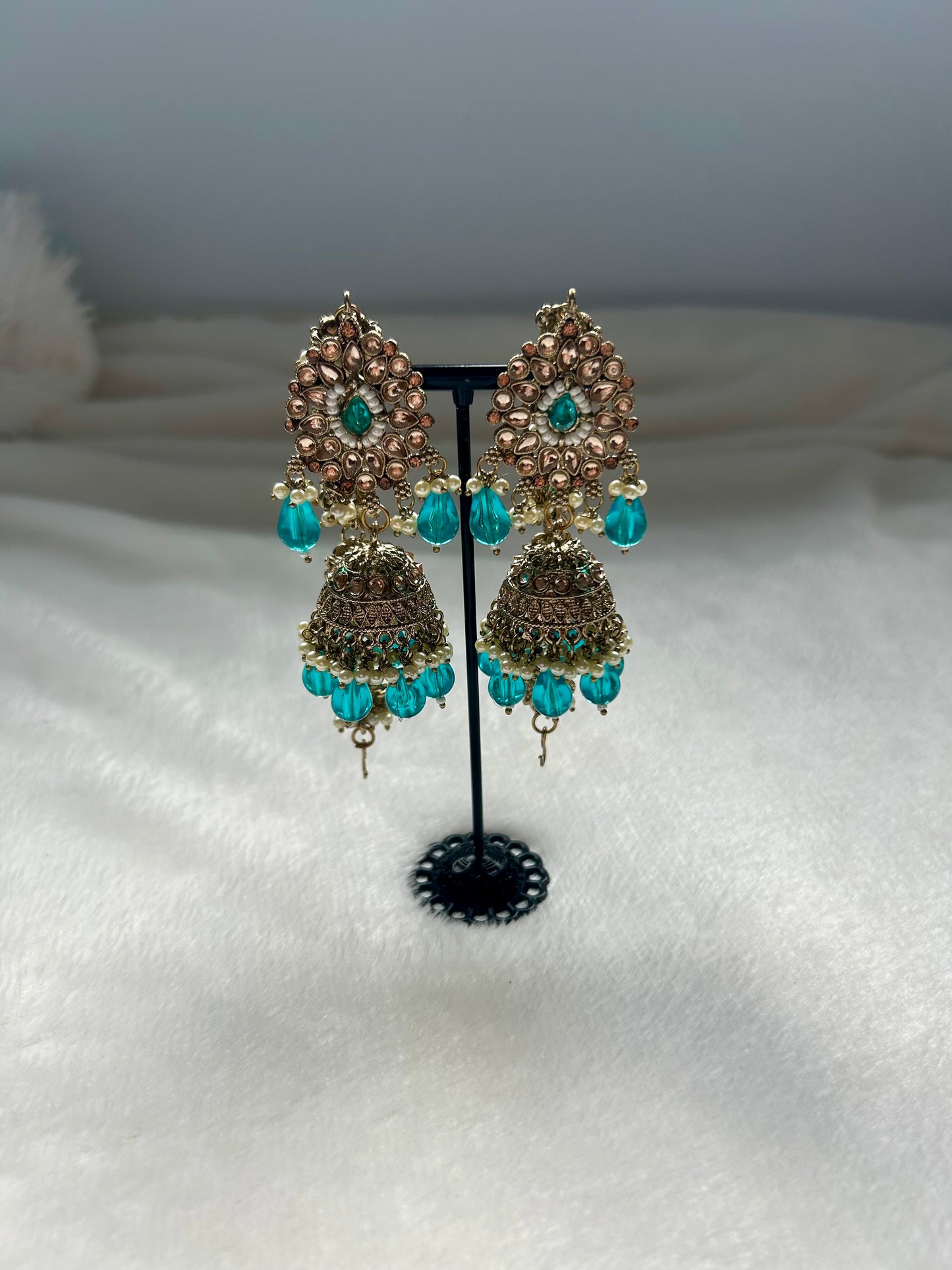 Blue Polki Sahara Earrings