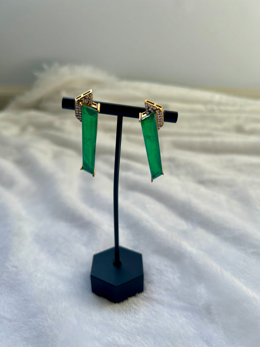 Emerald Green Doublet & Moissanite Kundan Earrings