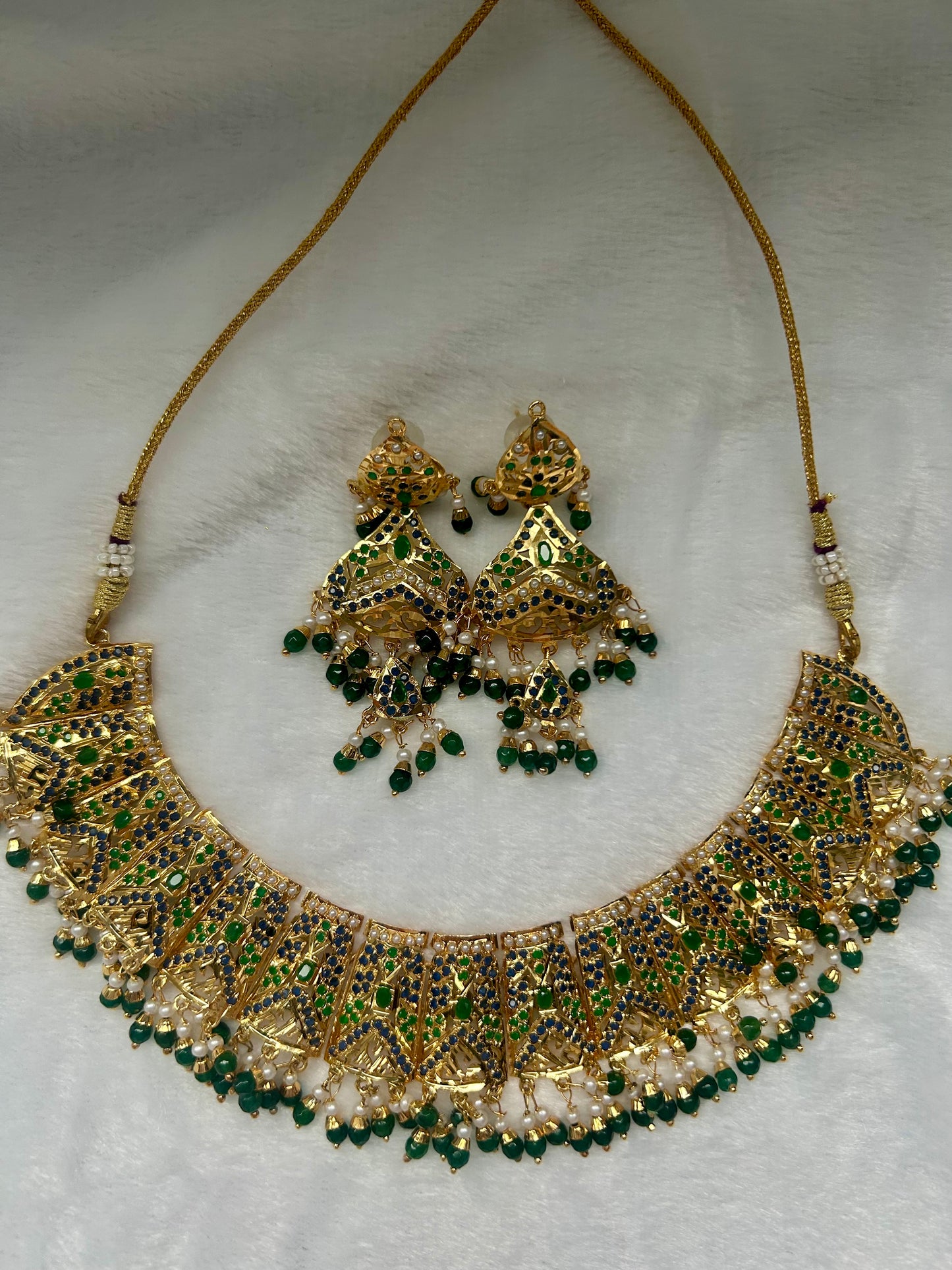 Purple & Green Jadau Kundan Choker Set