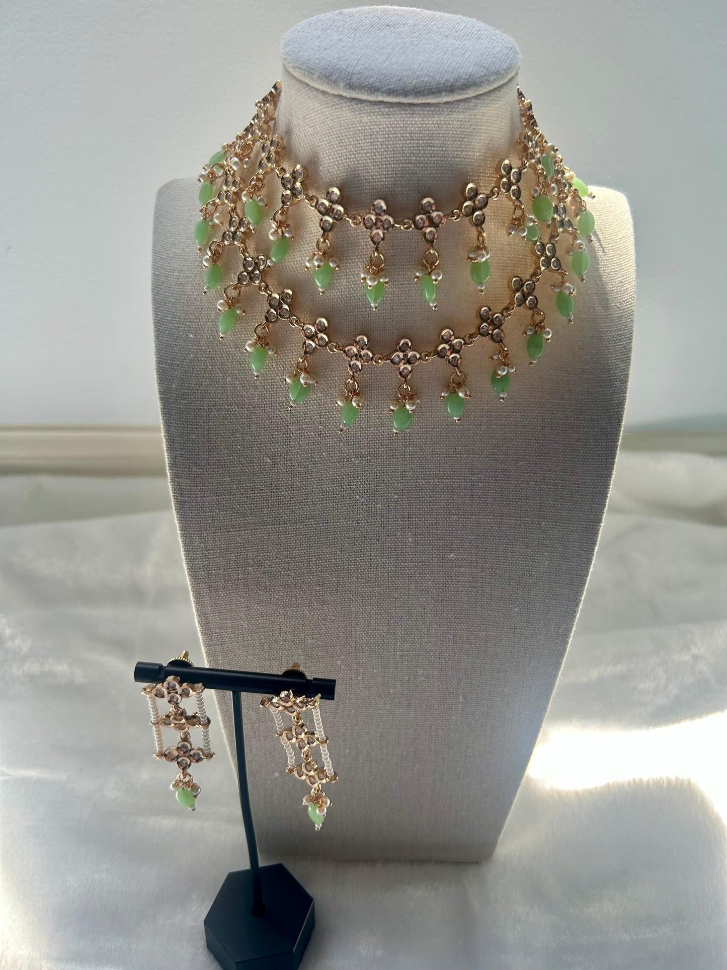 Mint Tyaani Kundan Two Layered Set