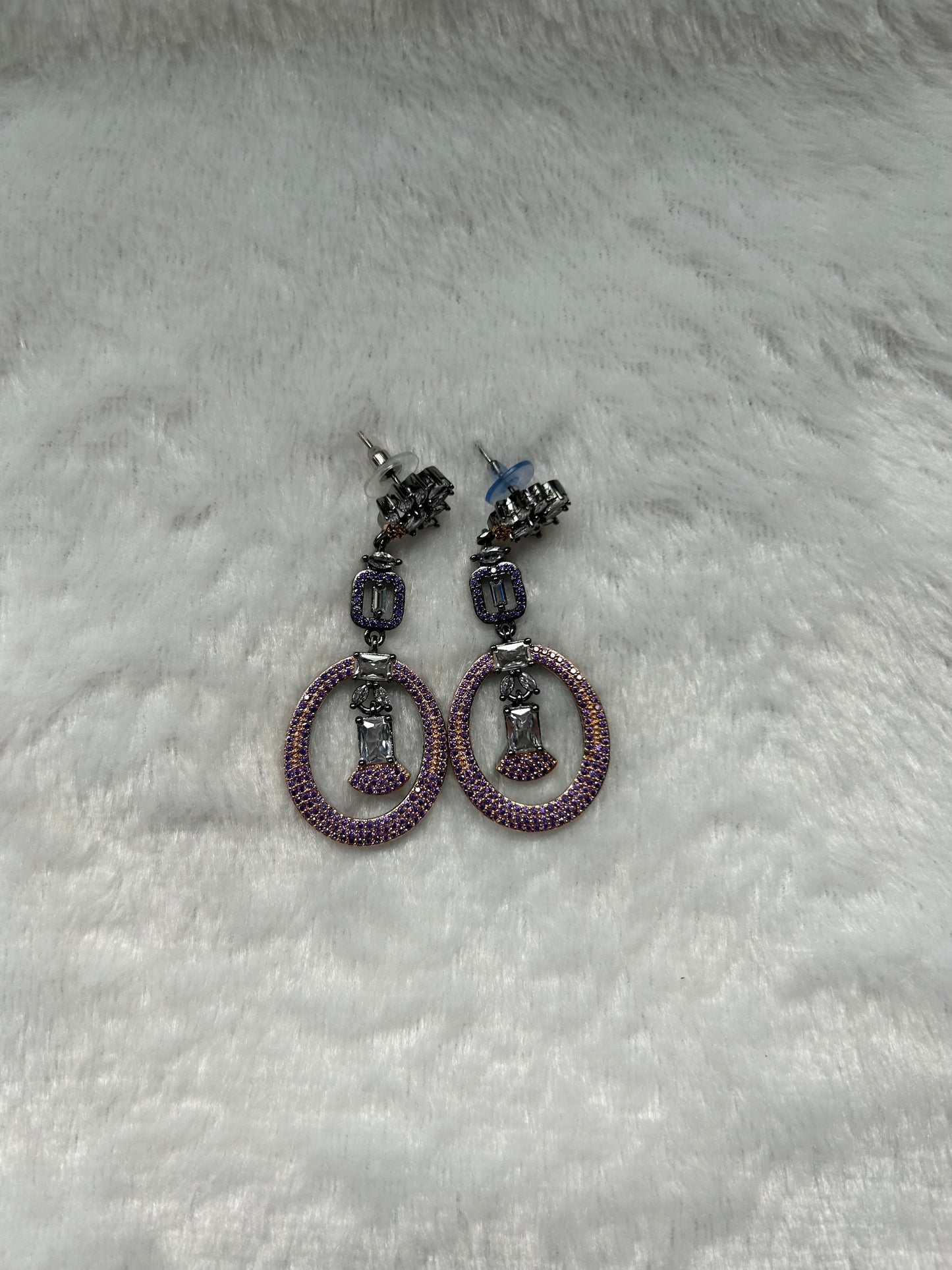 Two Toned Rose Gold & Purple AD Earrings