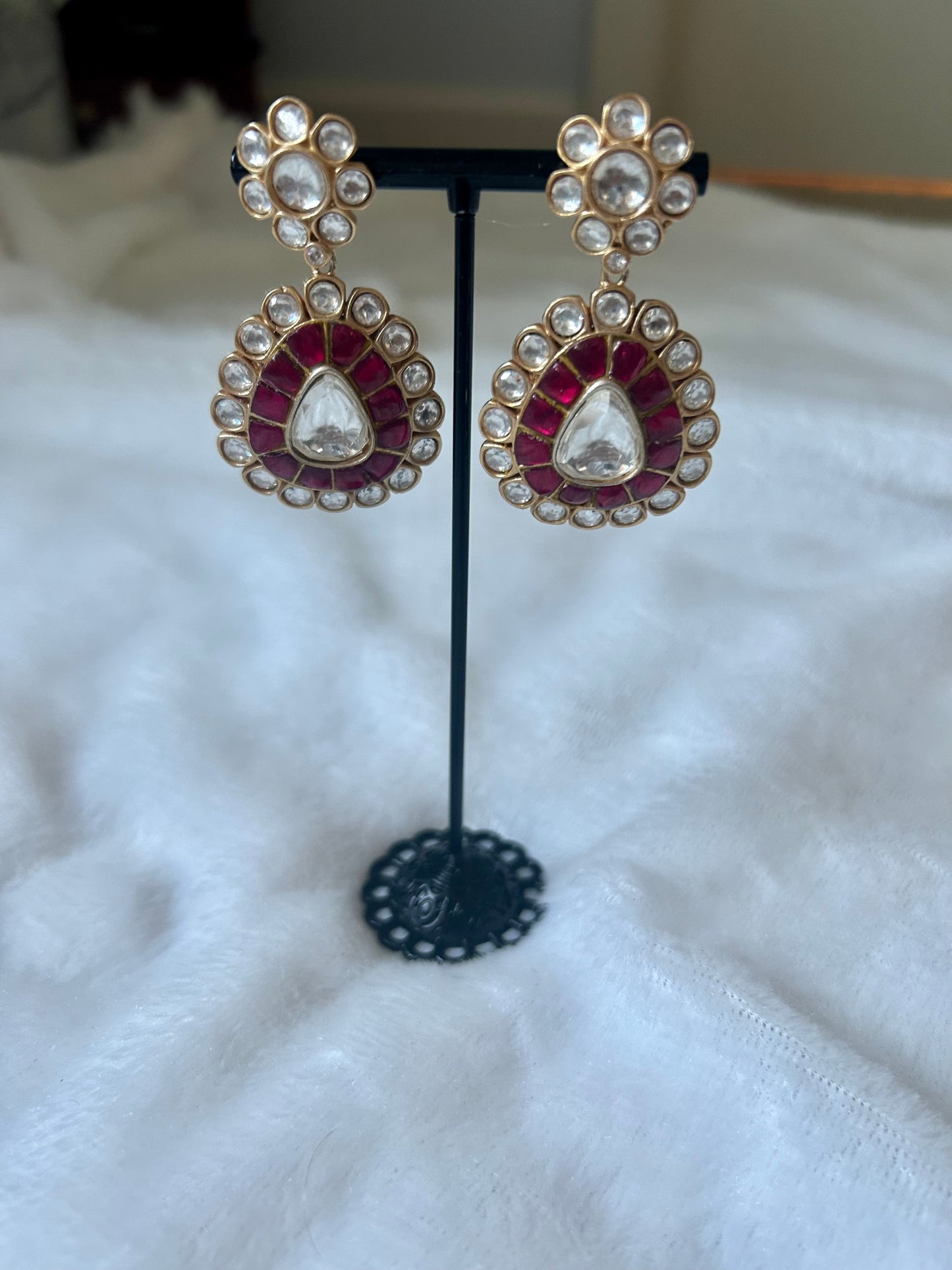 Luxe Mossanite Kundan Earrings