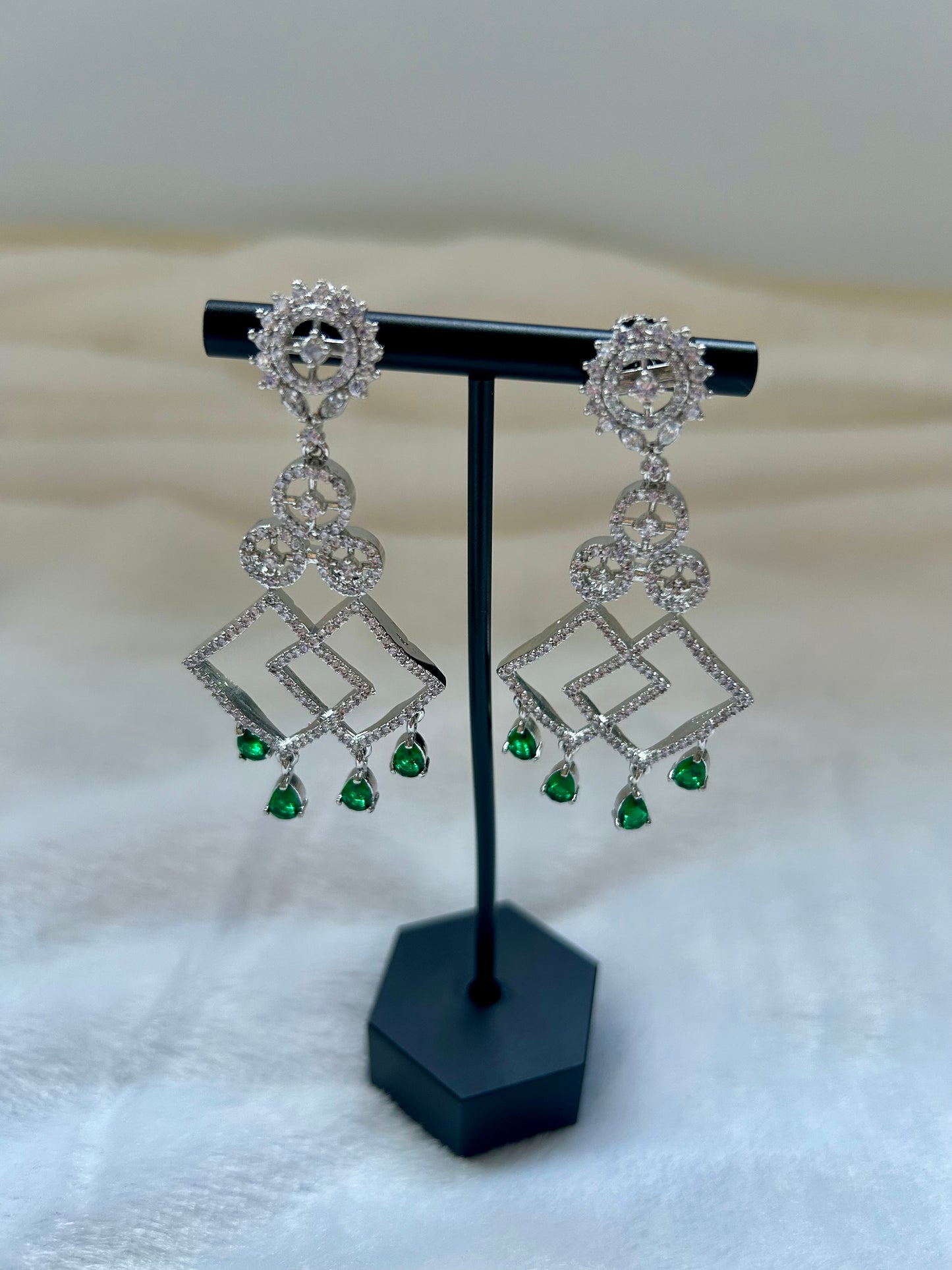 Emerald Green CZ Earrings