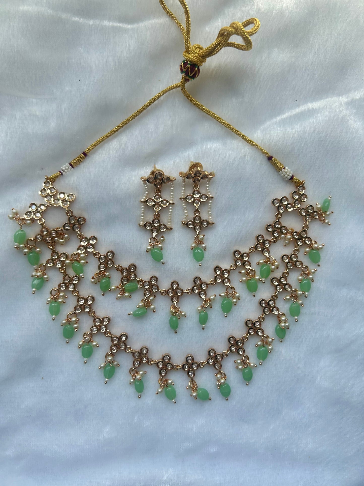 Mint Tyaani Kundan Two Layered Set