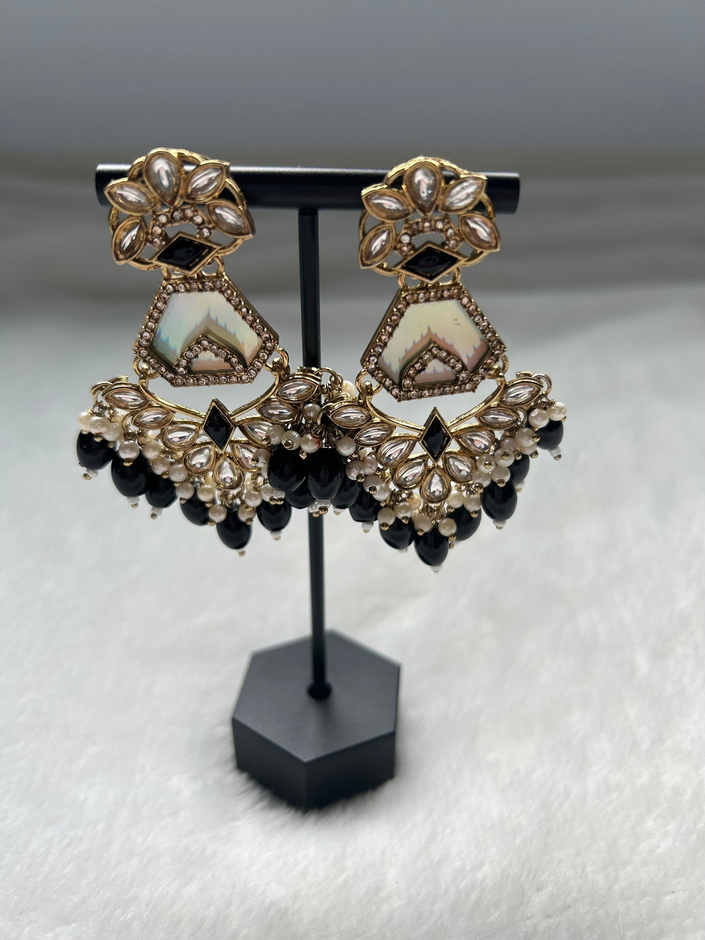 Black Fusion Kundan Earrings