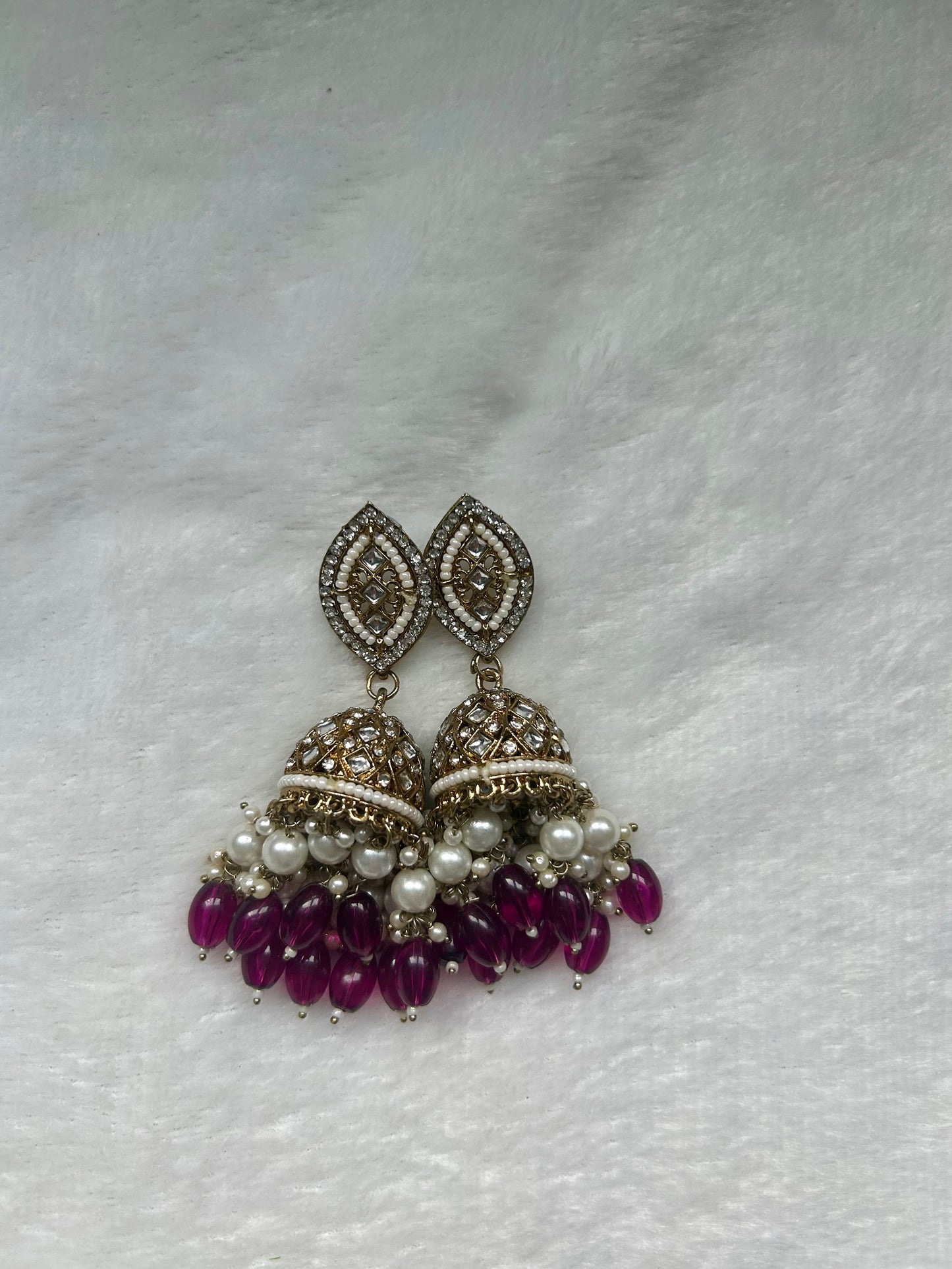 SAMPLE SALE Purple Polki Jhumki Earrings