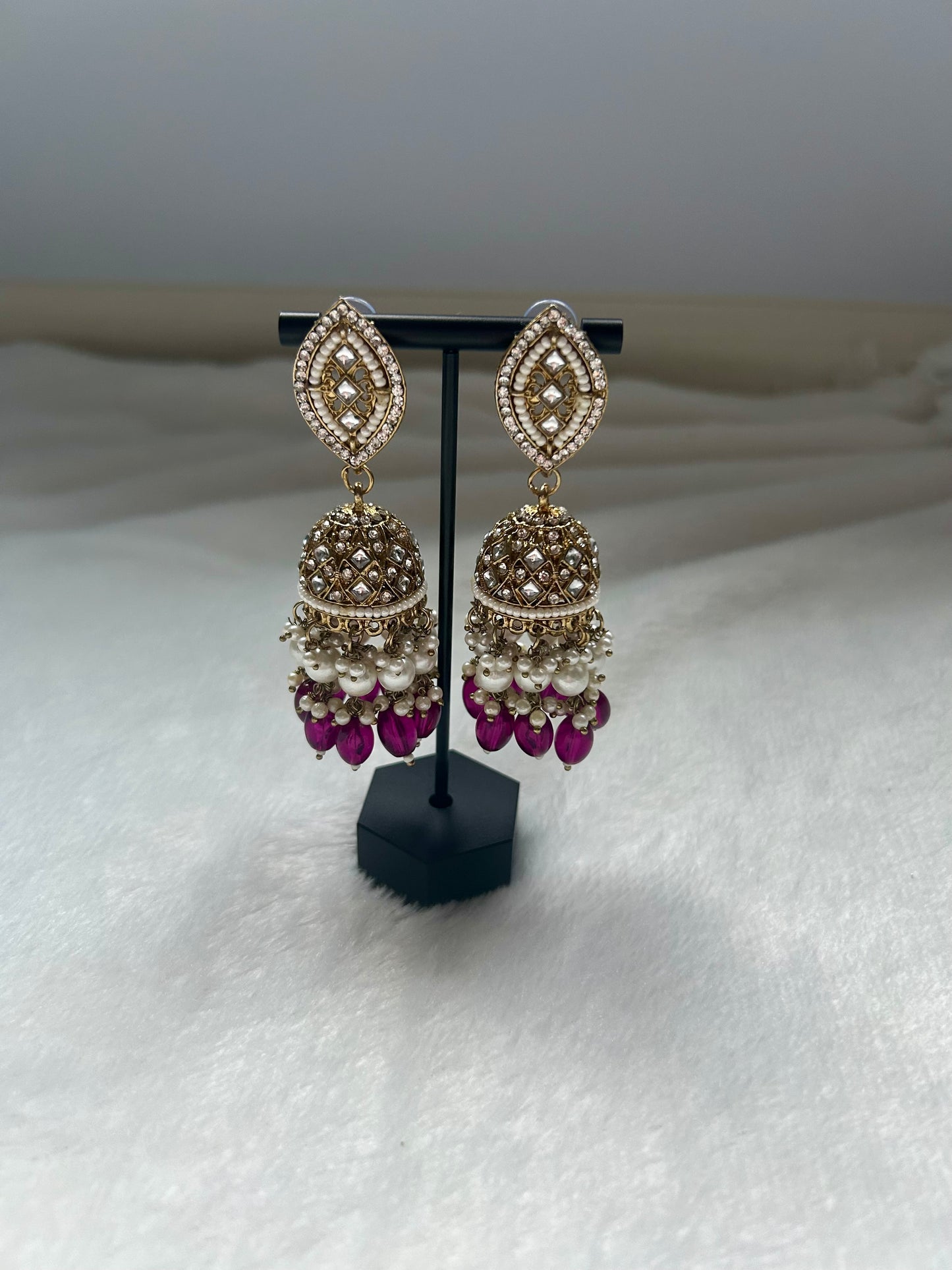 SAMPLE SALE Purple Polki Jhumki Earrings