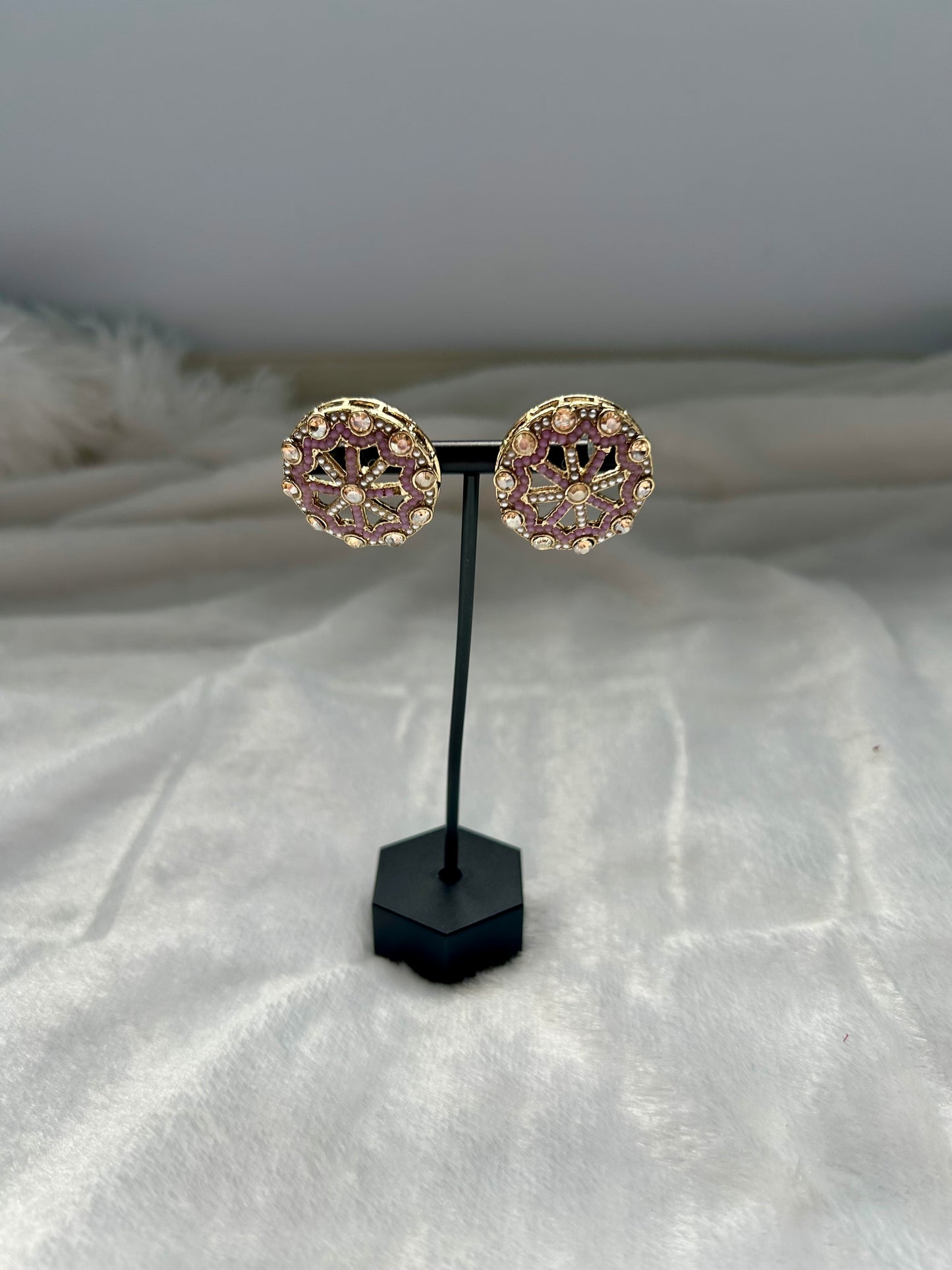 Purple Polki Studs