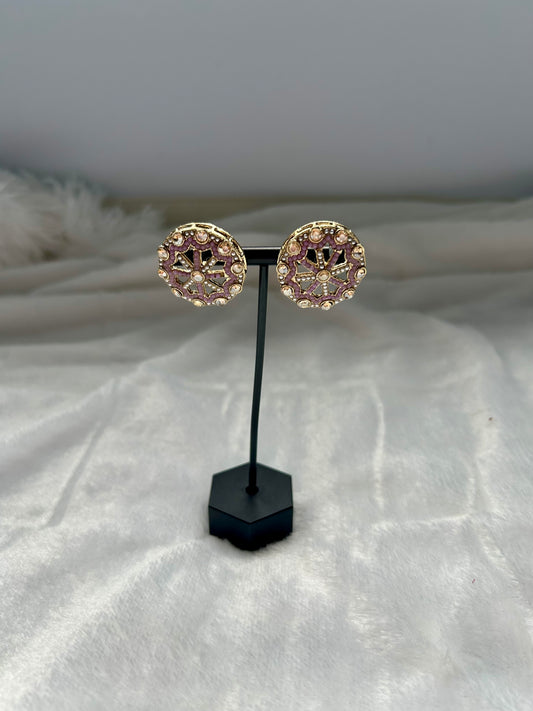 Purple Polki Studs