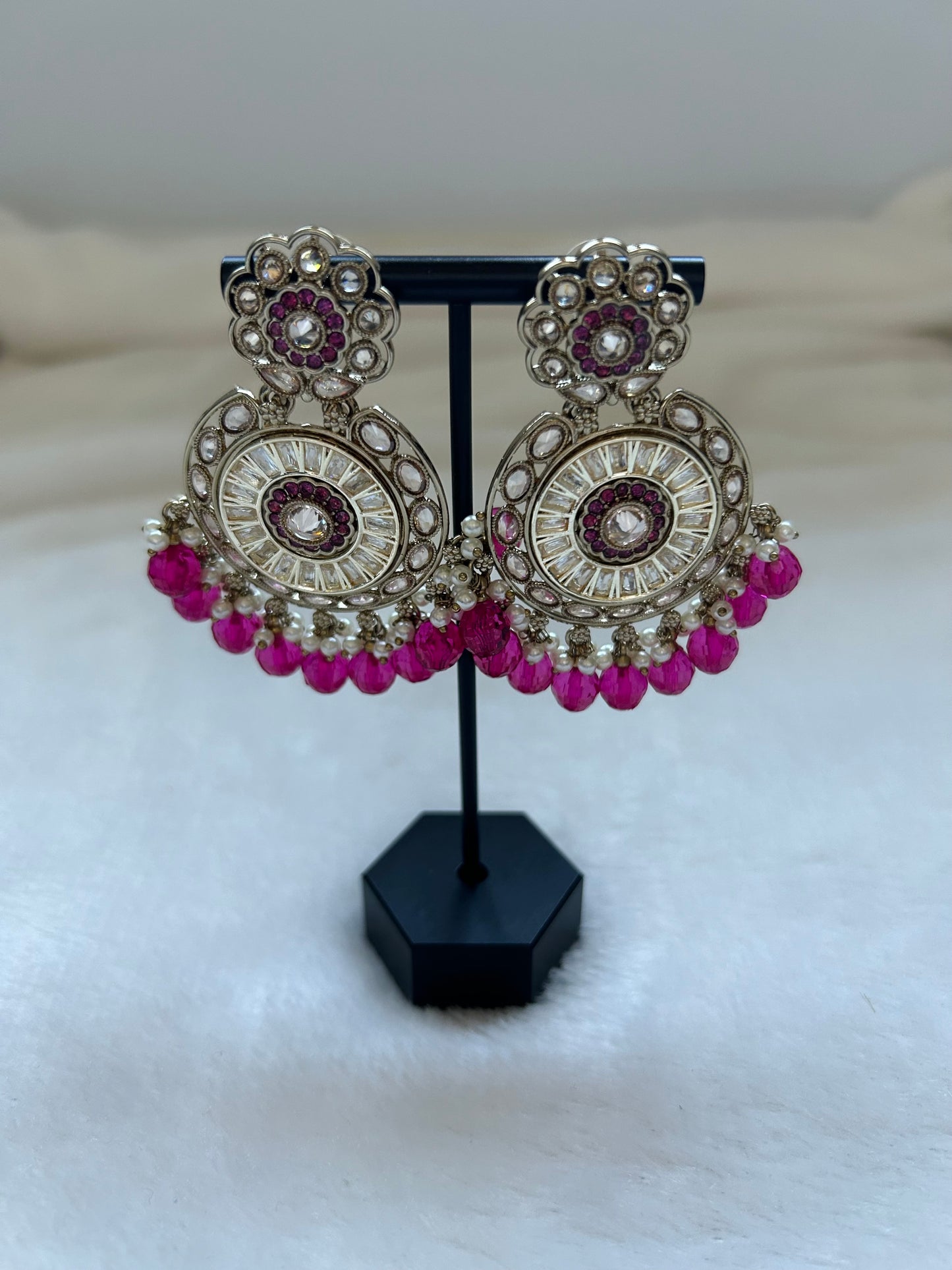 Hot Pink Polki Earrings