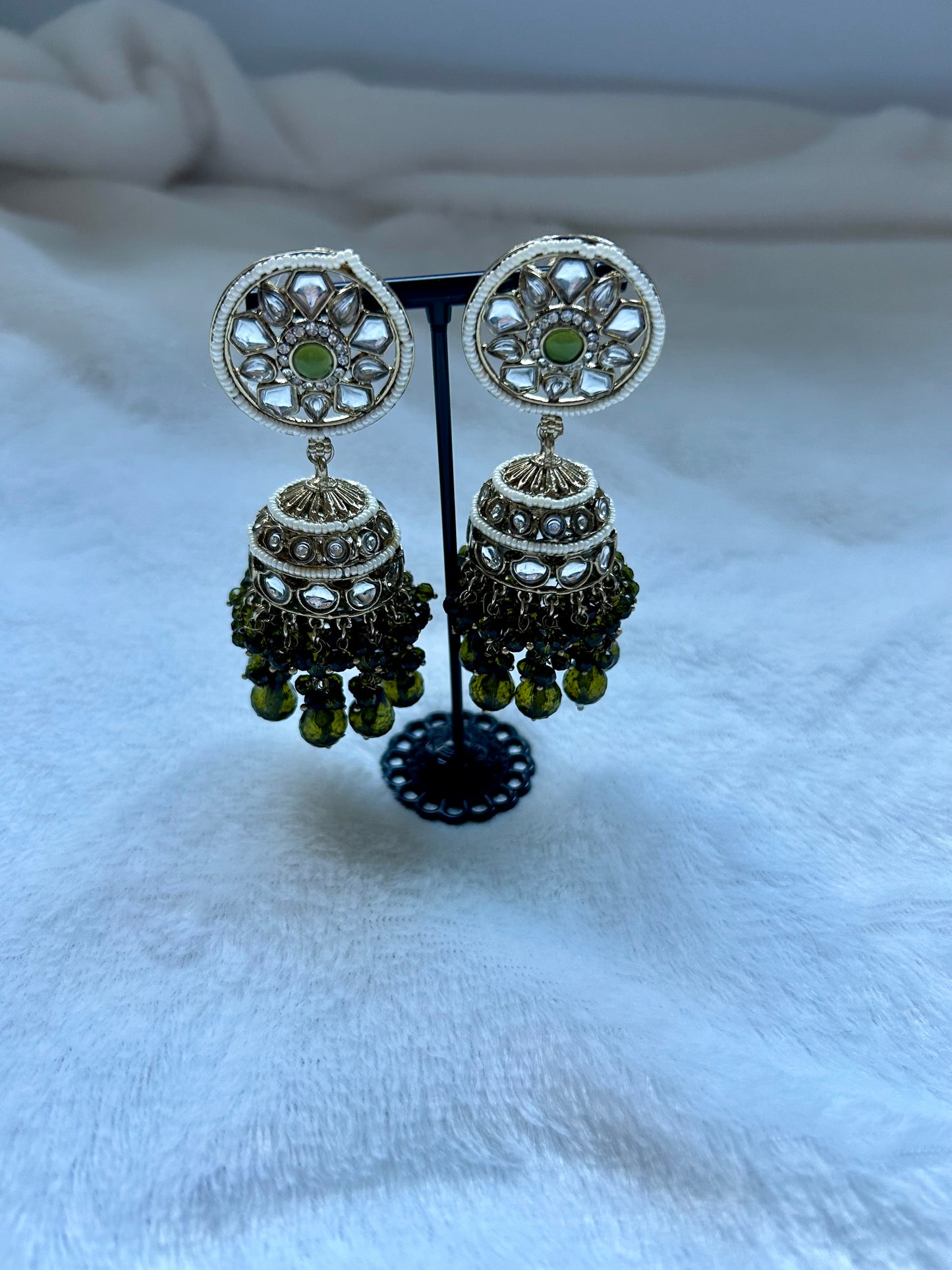 Olive Green Jhumki Earrings