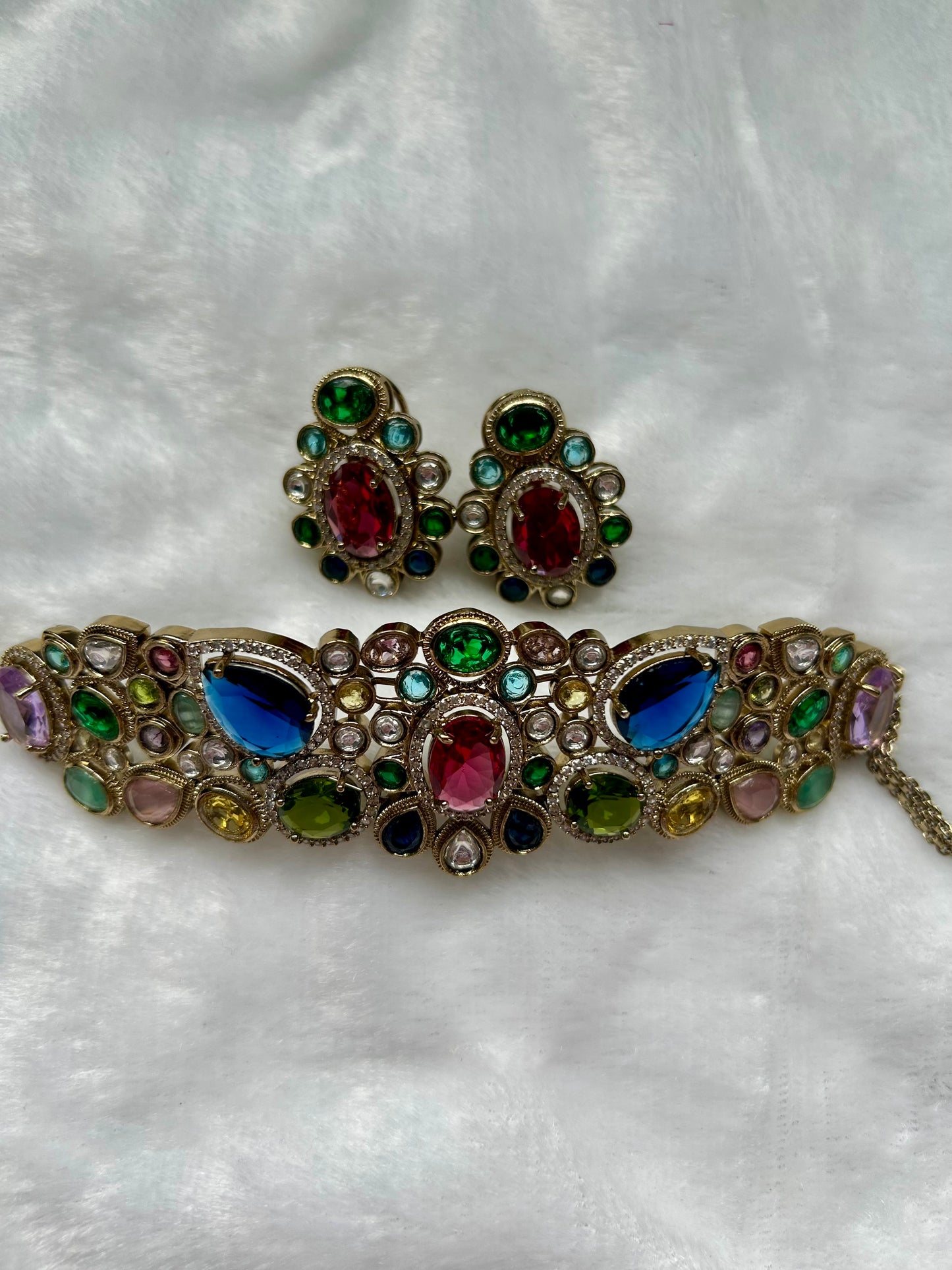 LUXE Multi Moissanite Kundan Choker Set