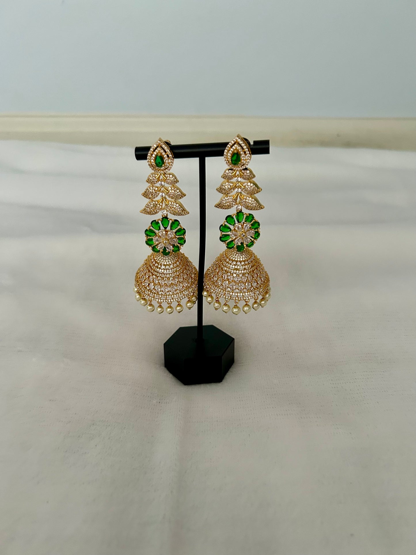 AD Emerald Green Jhumki 360 Earrings