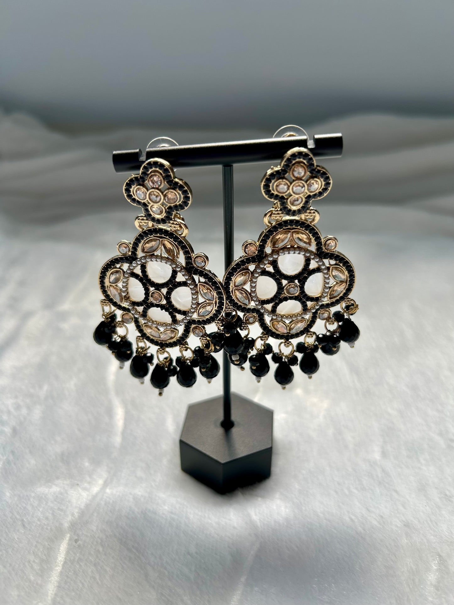 Black Polki Earrings