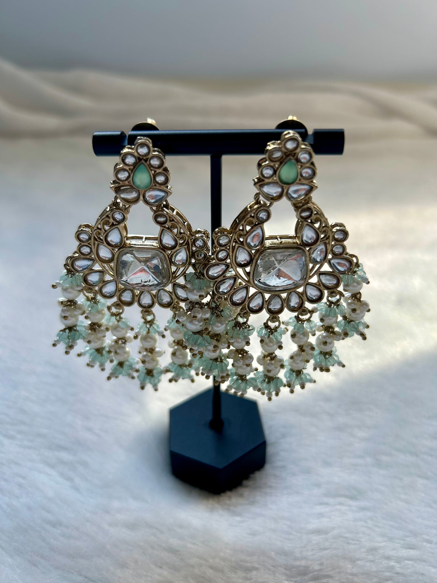 Light Blue Kundan Earrings