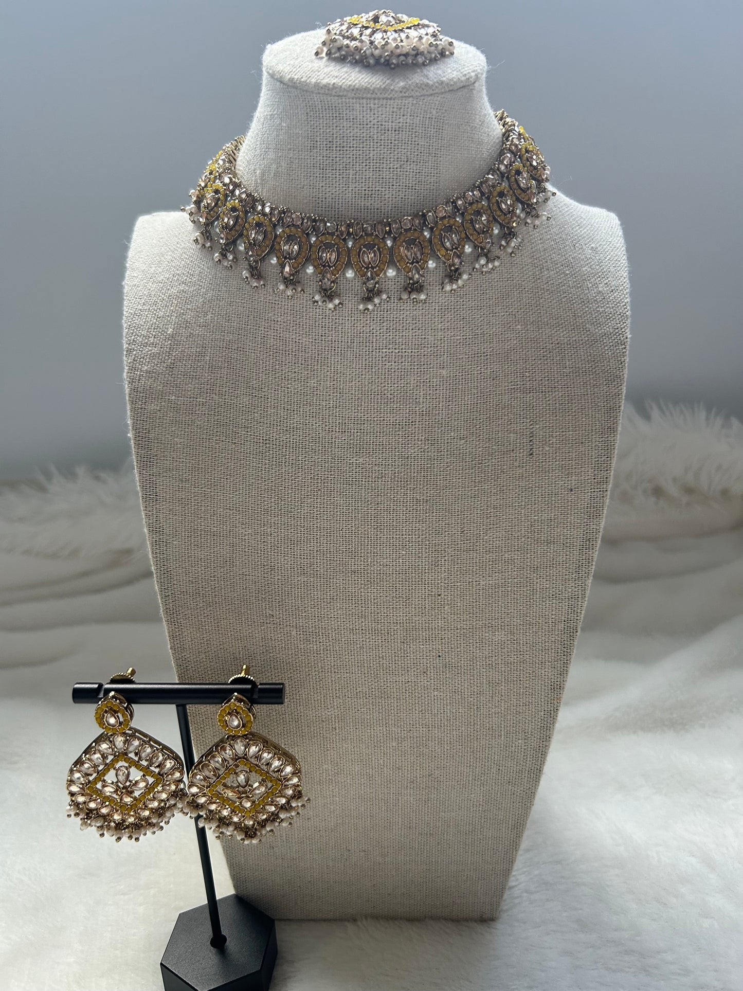 Yellow Pakistani Inspired Choker Set