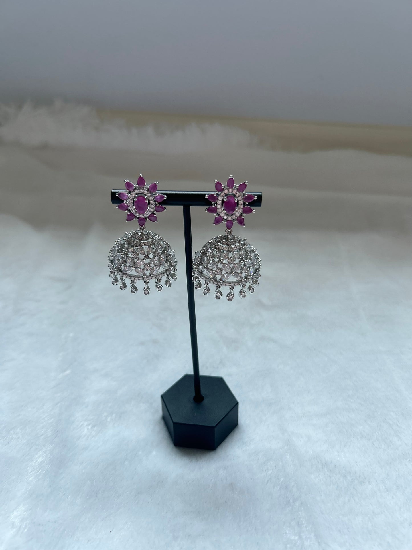 AD Dark Purple Jhumki Earrings
