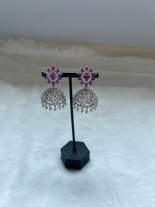 AD Dark Purple Jhumki Earrings